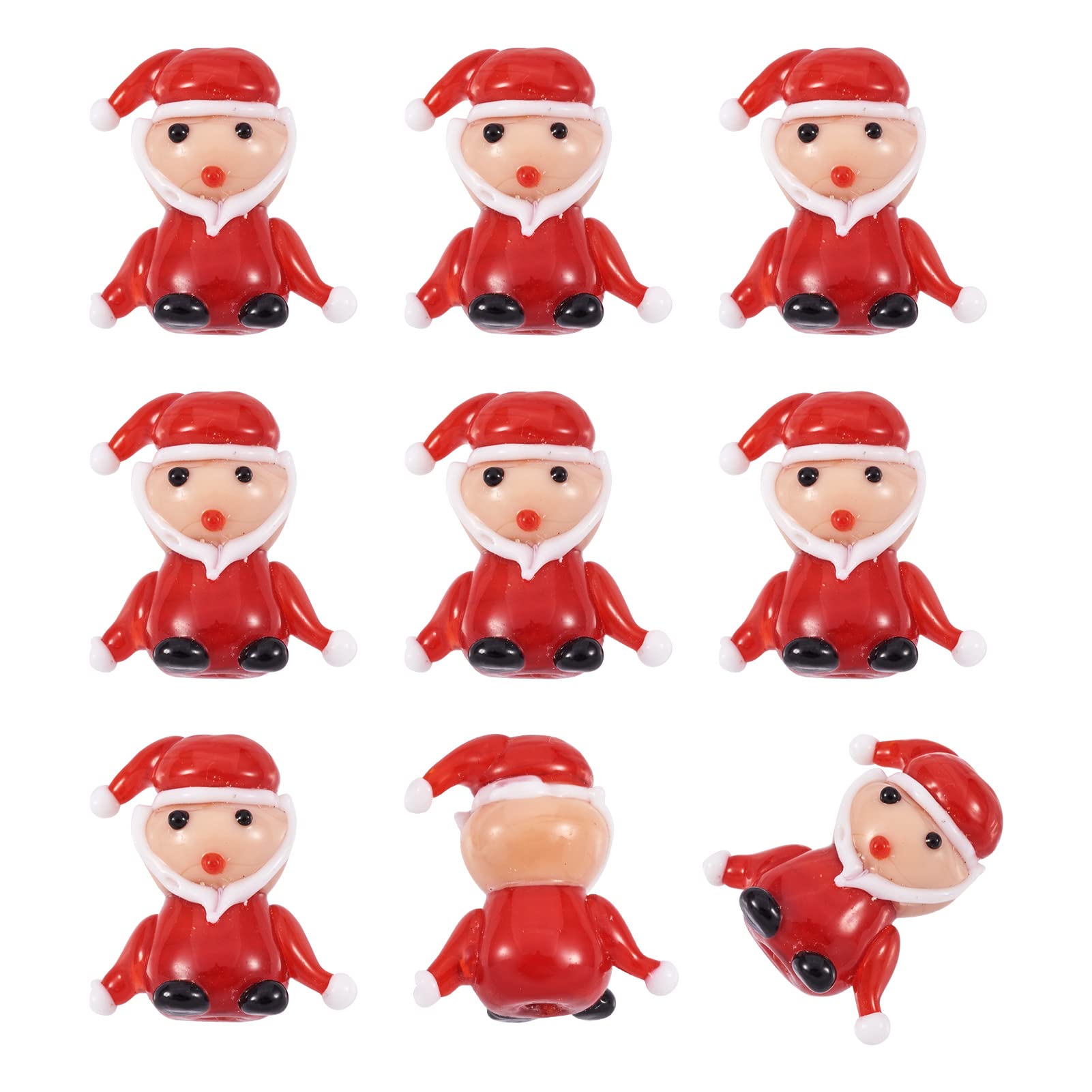 Pandahall 25Pcs Handmade Santa Clau Lampwork Beads Christmas Red Christmas Man Glass Loose Beads Murano Glass Spacer Beads for Jewelry Making Bracelet Necklace DIY Crafts