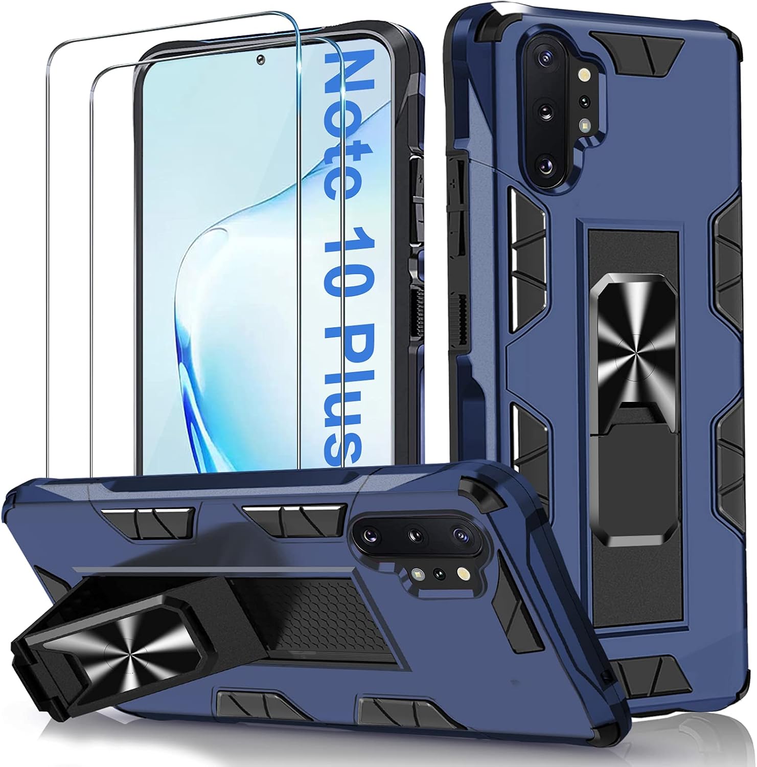 Galaxy Note 10 Plus Case for Samsung Galaxy Note 10+ Case Military Grade Shockproof Heavy Duty Protective Case Kickstand Holder Cover Case for Samsung Galaxy Note 10 Plus 4G/ 5G 6.8" Case for Men