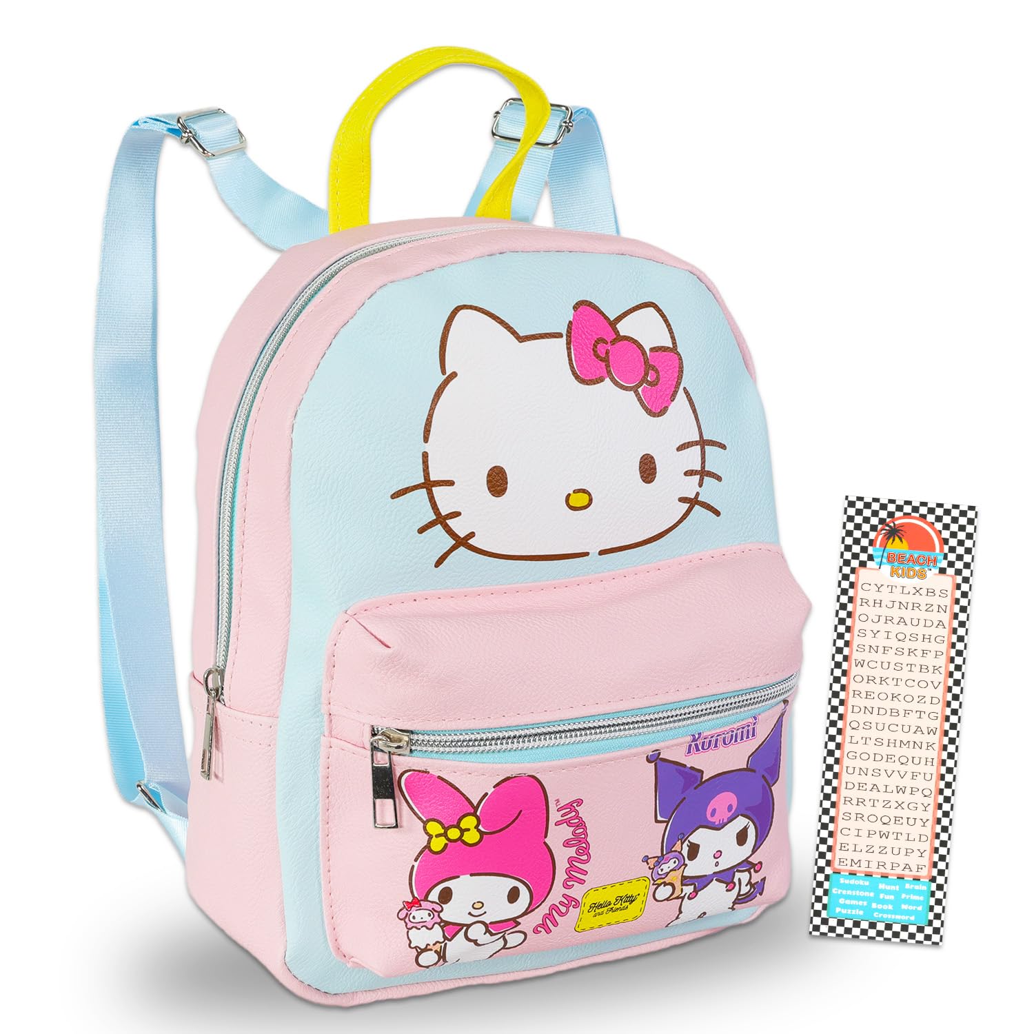 Hello Kitty Mini Backpack Set - 10” Faux Leather My Melody Backpack Purse Plus Bookmark | Kuromi Small Bag Bundle for Women
