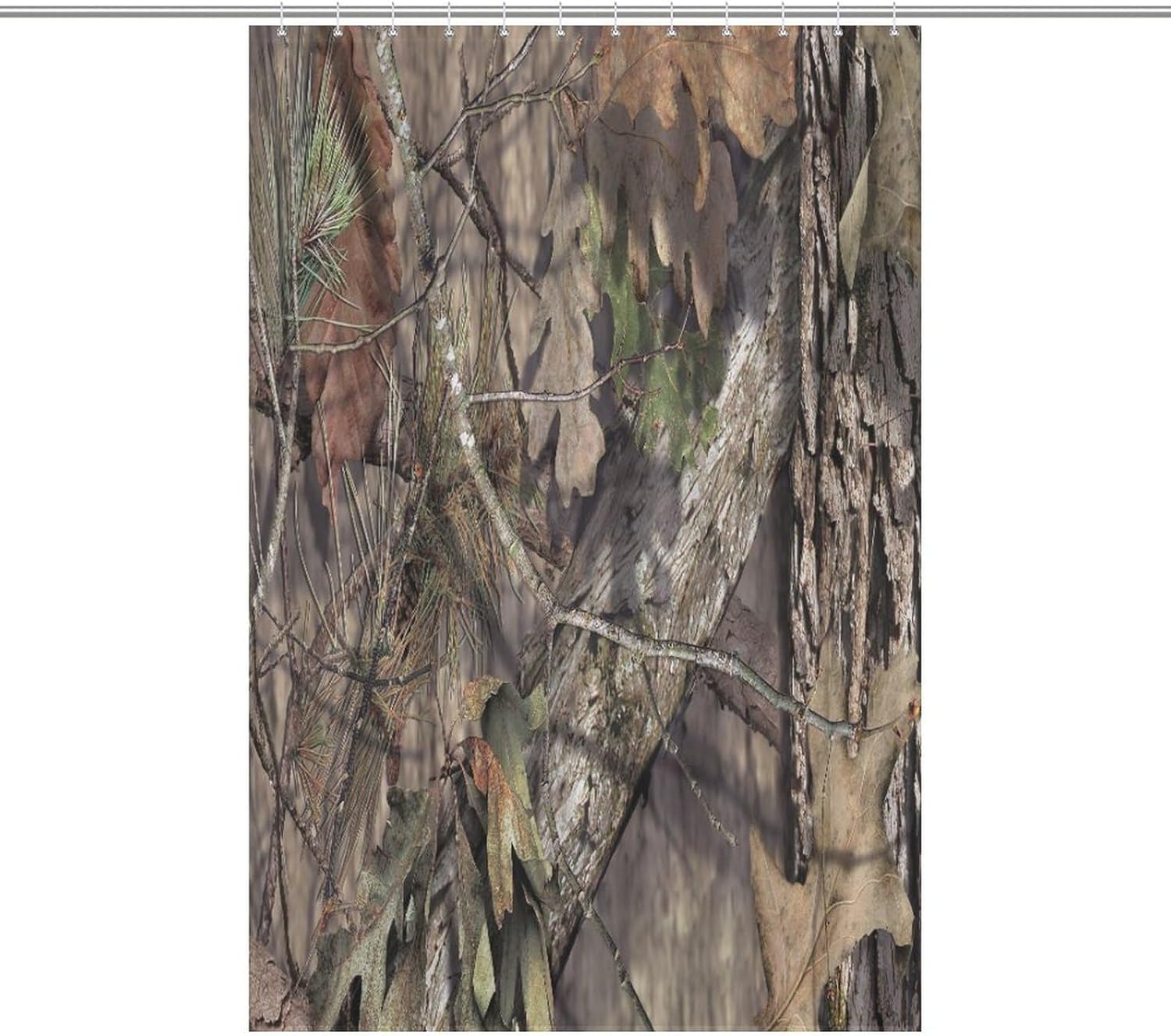 Camo Hunting Shower Curtains, Mossy and Oak Camouflage Polyester Waterproof Cloth Bathroom Curtain with 12 Hooks 48x72Inch（122x183cm）