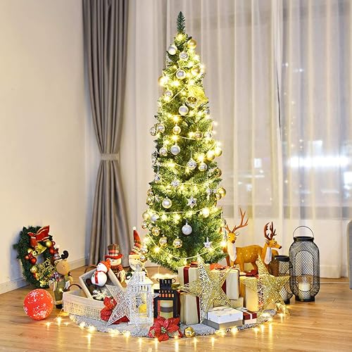 Miniatura 2 de BestComfort Árbol de Navidad artificial de 5, 6 pies, 7 pies, 8 pies, 9 pies, árbol delgado y delgado con bisagras sin luz con puntas de ramas de