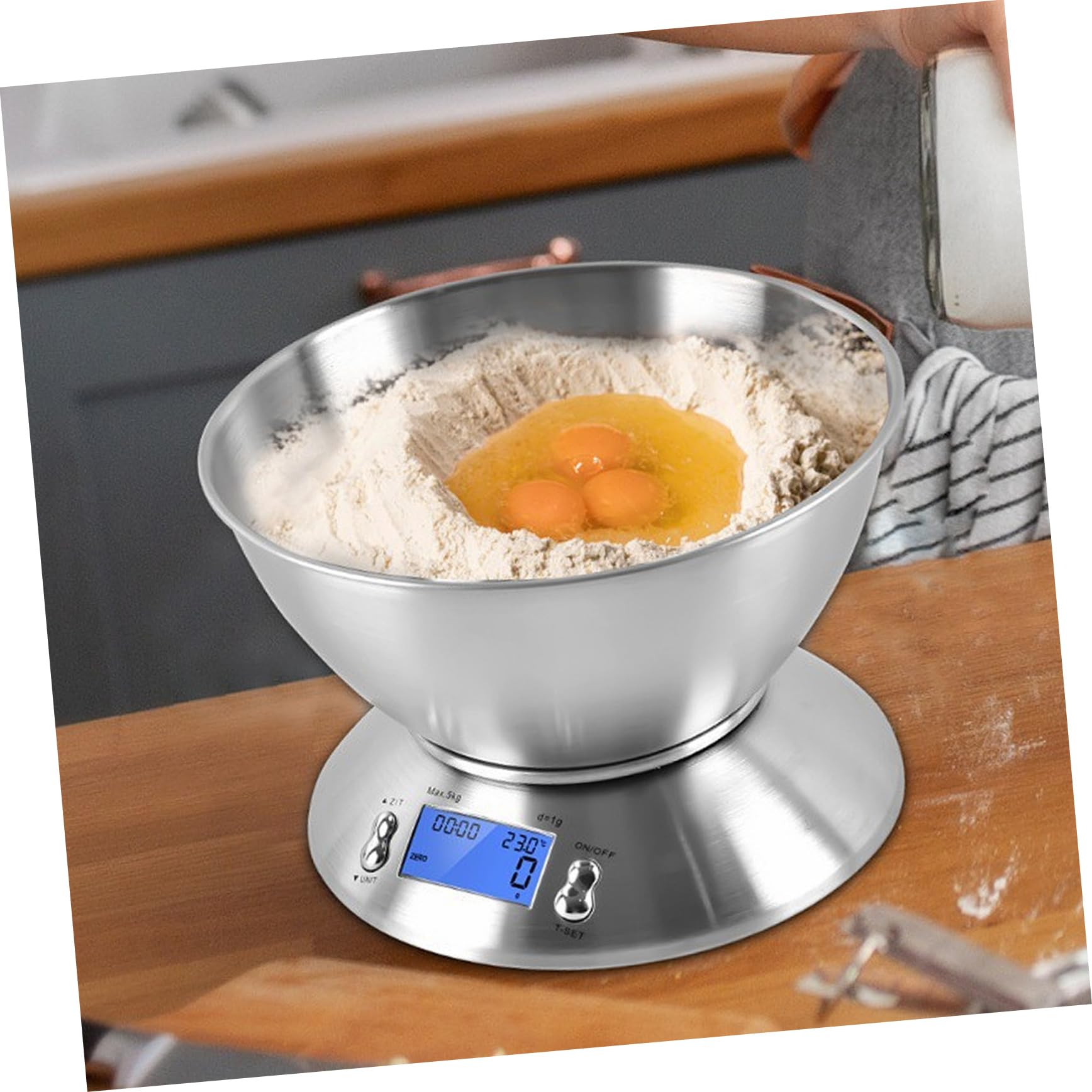 ABOOFAN Bilancia Capacità 5000g da Cucina Digitale in Acciaio Inossidabile Alimentare Argento Facile da Pulire per Preparazione Pasti e Uso Domestico