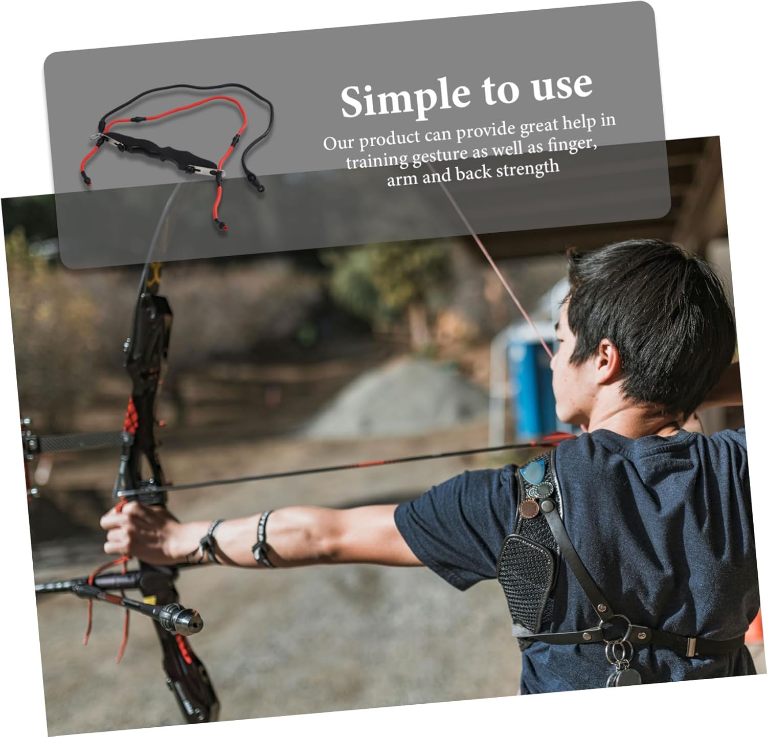 Archery Exerciser Training Device Bow Puller Stretch Band Strength Training for Reflex Compound Bow Exercise Resistance Bands