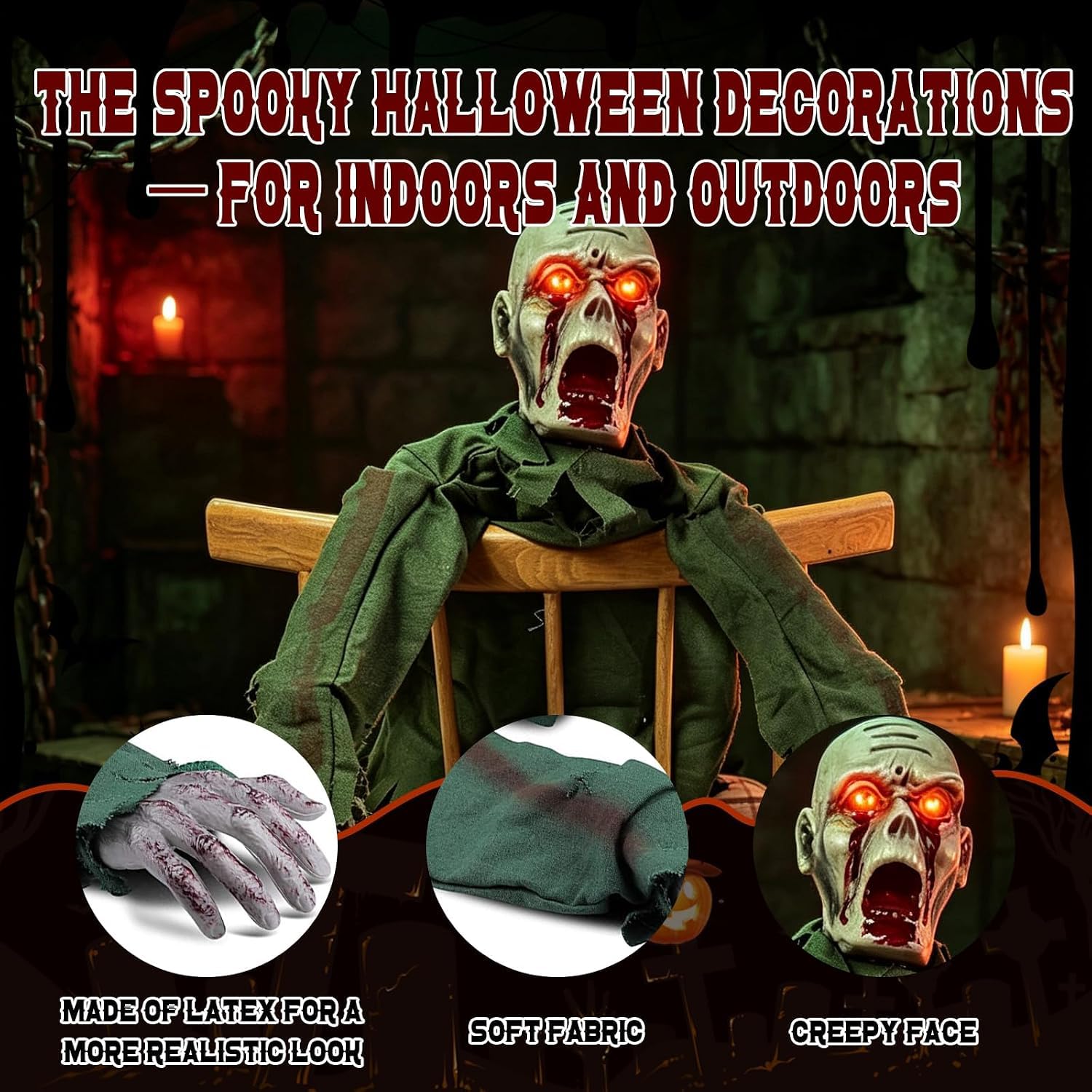 Fantasma zombi eléctrico de Halloween, decoración aterradora de Halloween