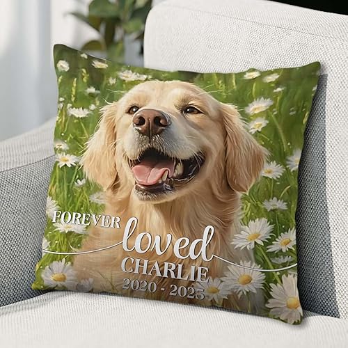 Miniatura 2 de Almohadas conmemorativas personalizadas para perros con nombre de imágenes, regalos conmemorativos personalizados para mascotas por pérdida de