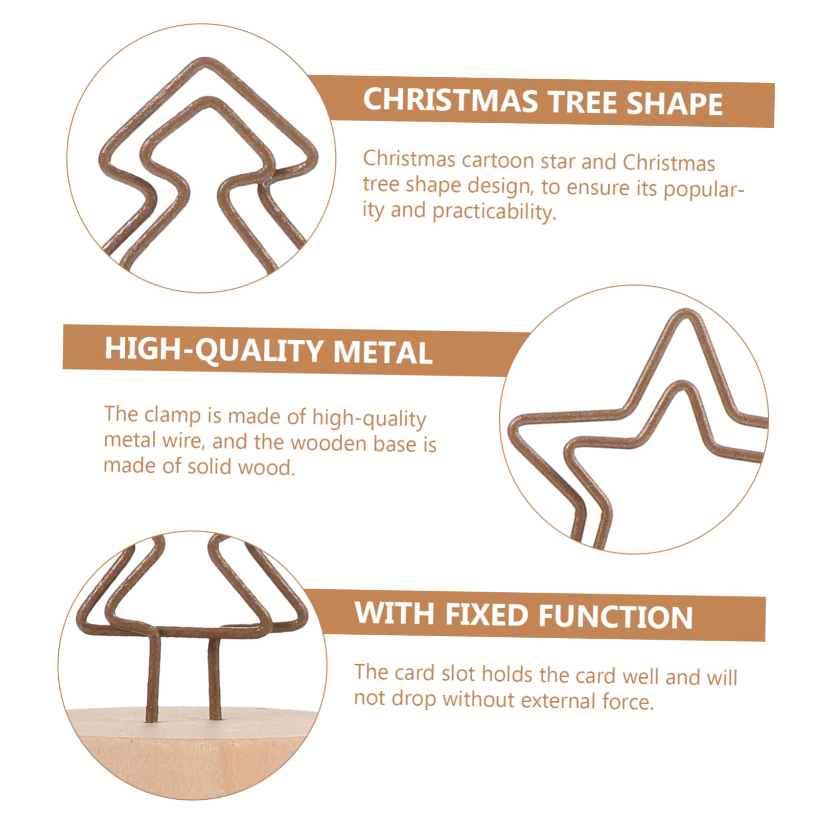 24piezas Soporte De Notas De Navidad Clips De Madera y Forma De Árbol y Estrella Portacartas Para Decoración De Mesa Fiestas