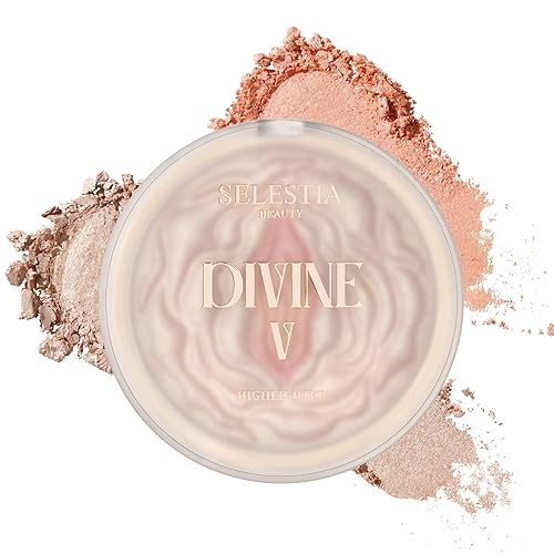 Maquillaje iluminador en polvo – Divine V – Brillo radiante para todos los tonos de piel, fácil de aplicar, 0.53 oz