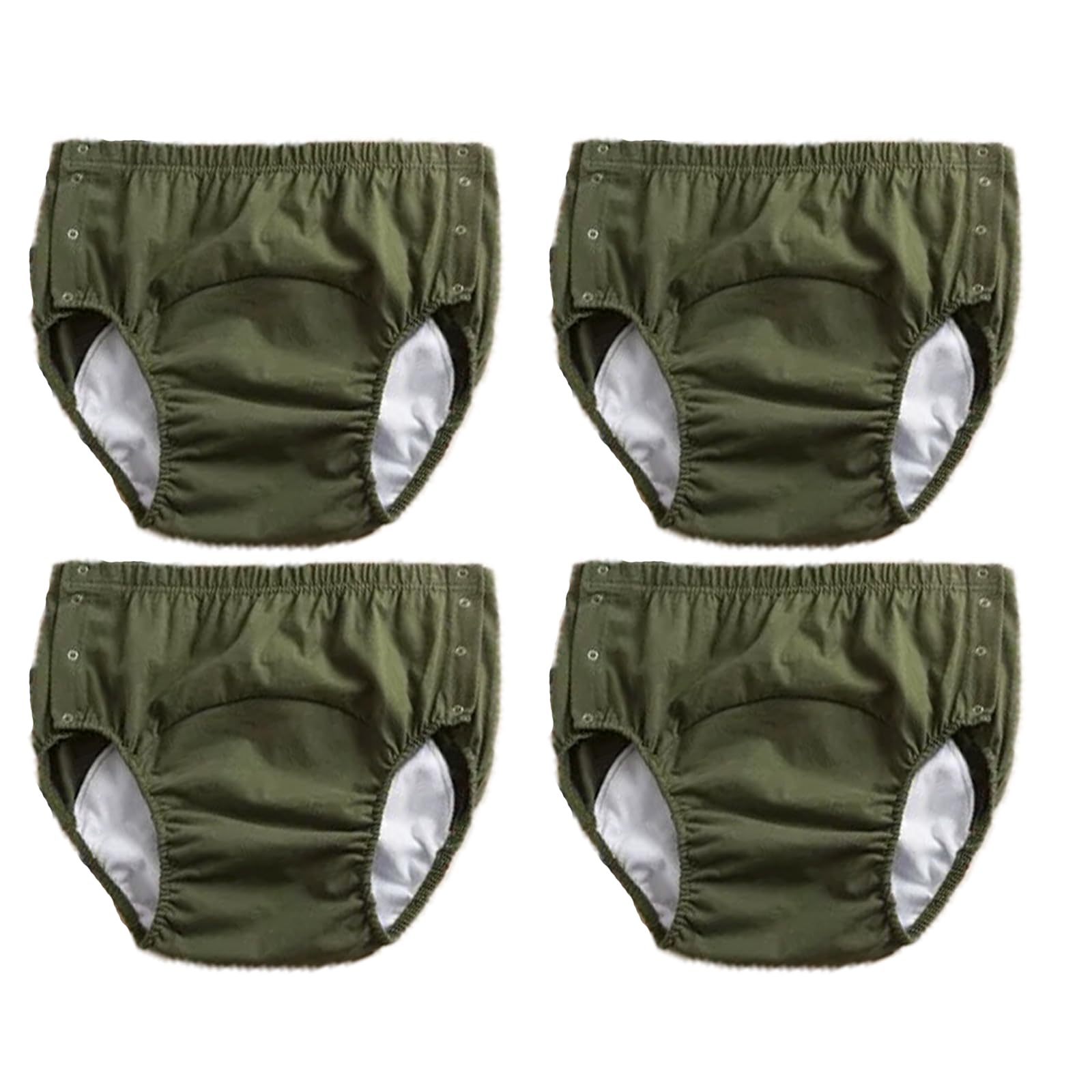 Pañales para Adultos, Pañales de Tela para Adultos Botón Oculto Lavable Algodón Reutilizable Pantalones para Incontinencia para Incontinencia Urinaria,Verde,4XL