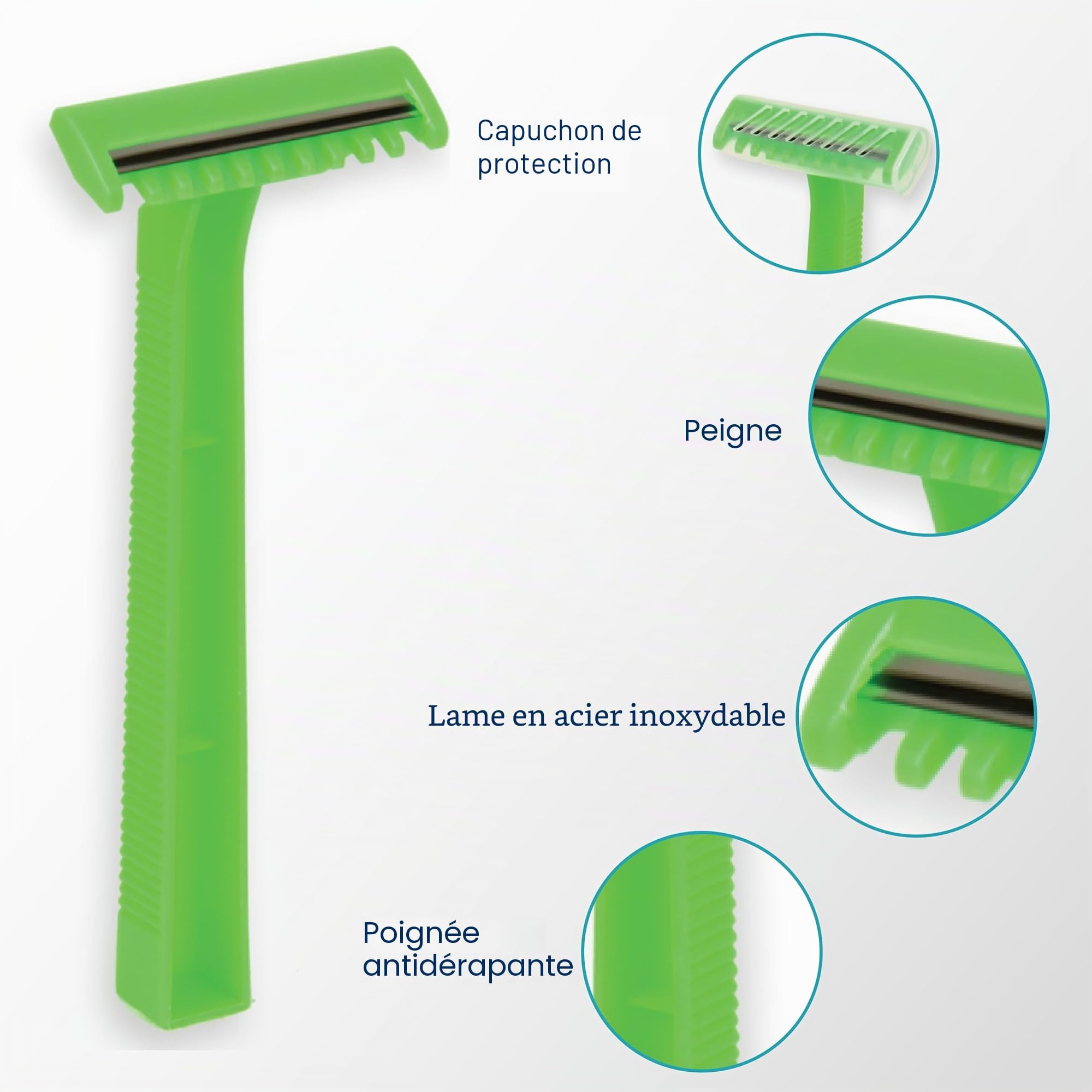 GIMA - Rasoirs chirurgicaux jetables non stériles avec lame en acier inoxydable, bilama, emballage 100 pièces, 27081