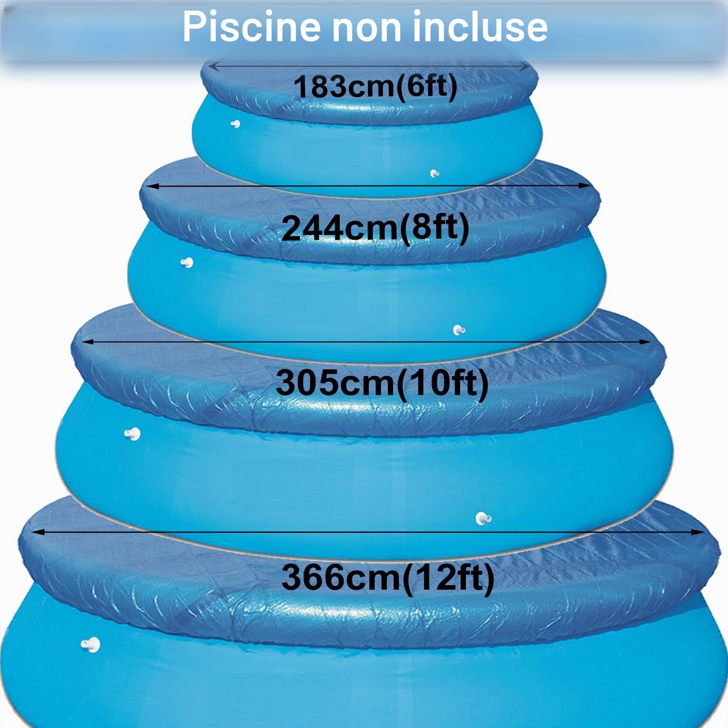 Bâche de Protection Ronde pour Piscine - Diamètre : 244 cm - Bâche de Protection en polyéthylène - Imperméable à l'eau et à la poussière