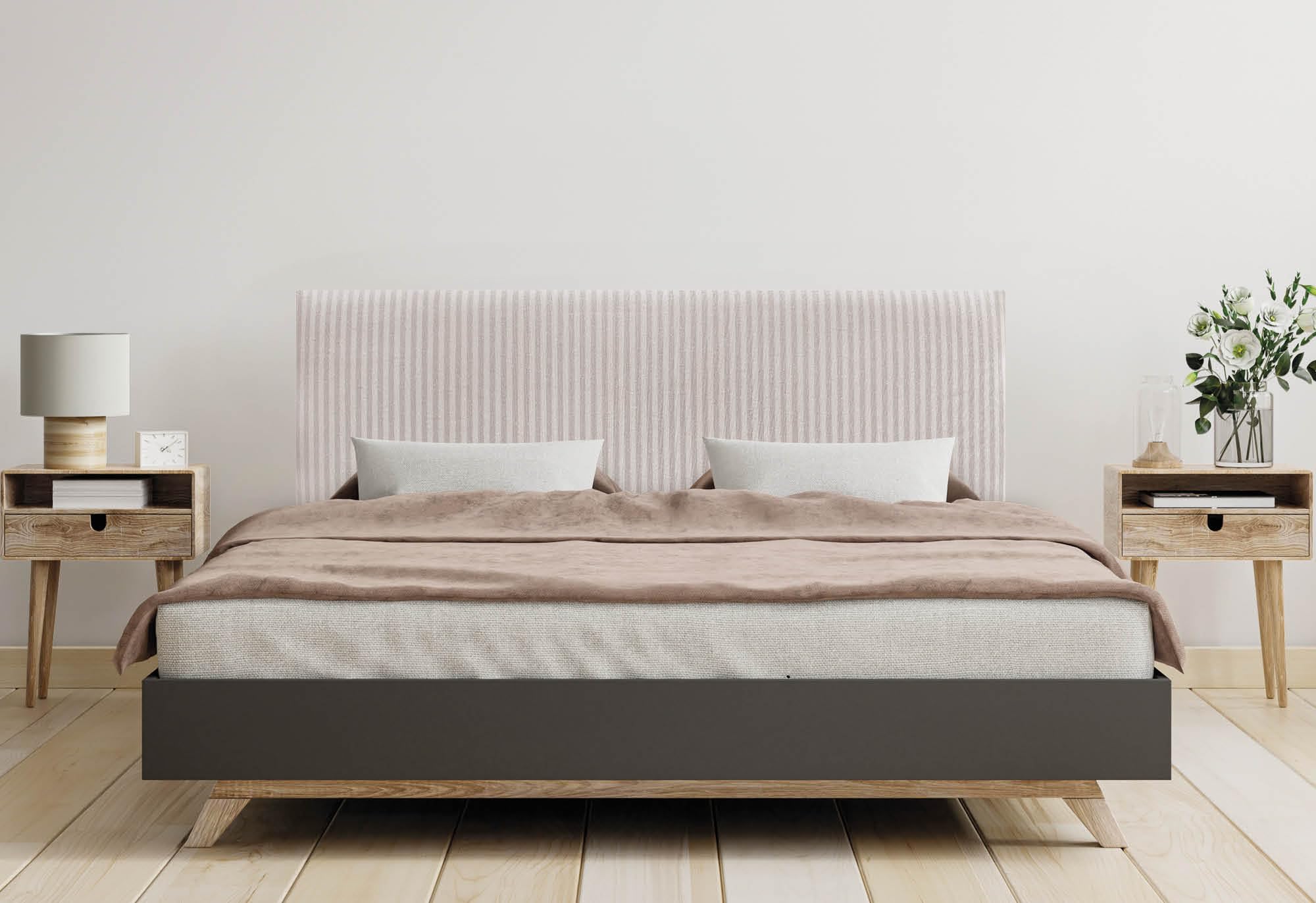 DHOME Cabecero Tapizado Liso Exclusivo Serie Luxury Edition con Patas para Pared Acústicos Cabeceros Absorbentes Cabezal Cama Dormitorio (Cream, 150cm, 4cm Grosor)