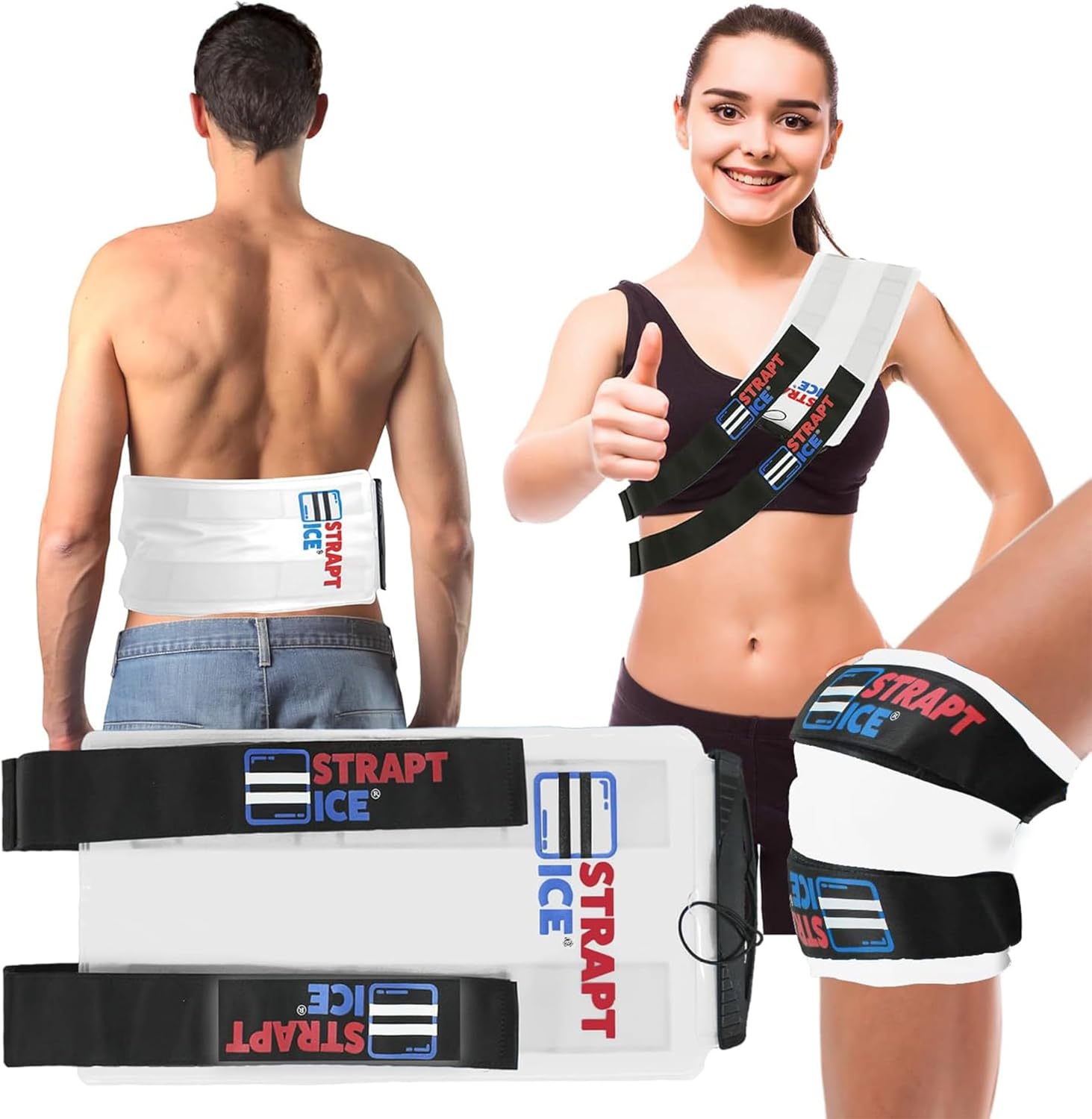 an Ice Bag that is Fillable, Reusable & Wearable - Instant Cold and Heat Therapy for Shoulder, Knee, Elbow & Back Pain Relief - Injuries, Inflammation & Recovery - 7.5" x 18" -White