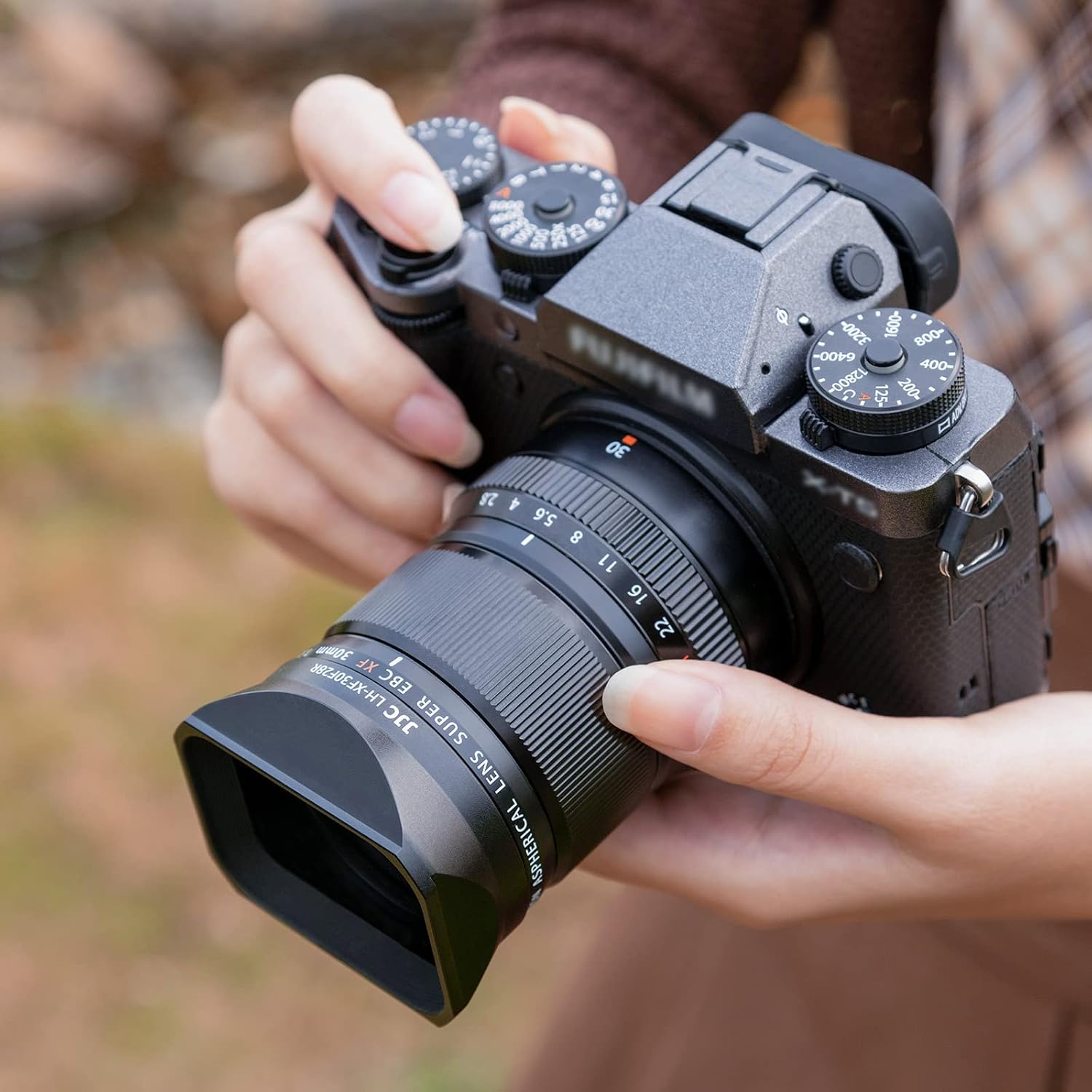 JJC メタル 正方形 レンズフード + フードキャップ Fujifilm XF 30mm F2.8 R LM WR Macro レ