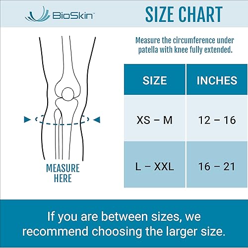 Miniatura 6 de BioSkin (XS-M) - Correa de rodilla hipoalergénica ajustable con cojín de gel para tendinitis de rótula, Osgood-Schlatter, y alivio del dolor