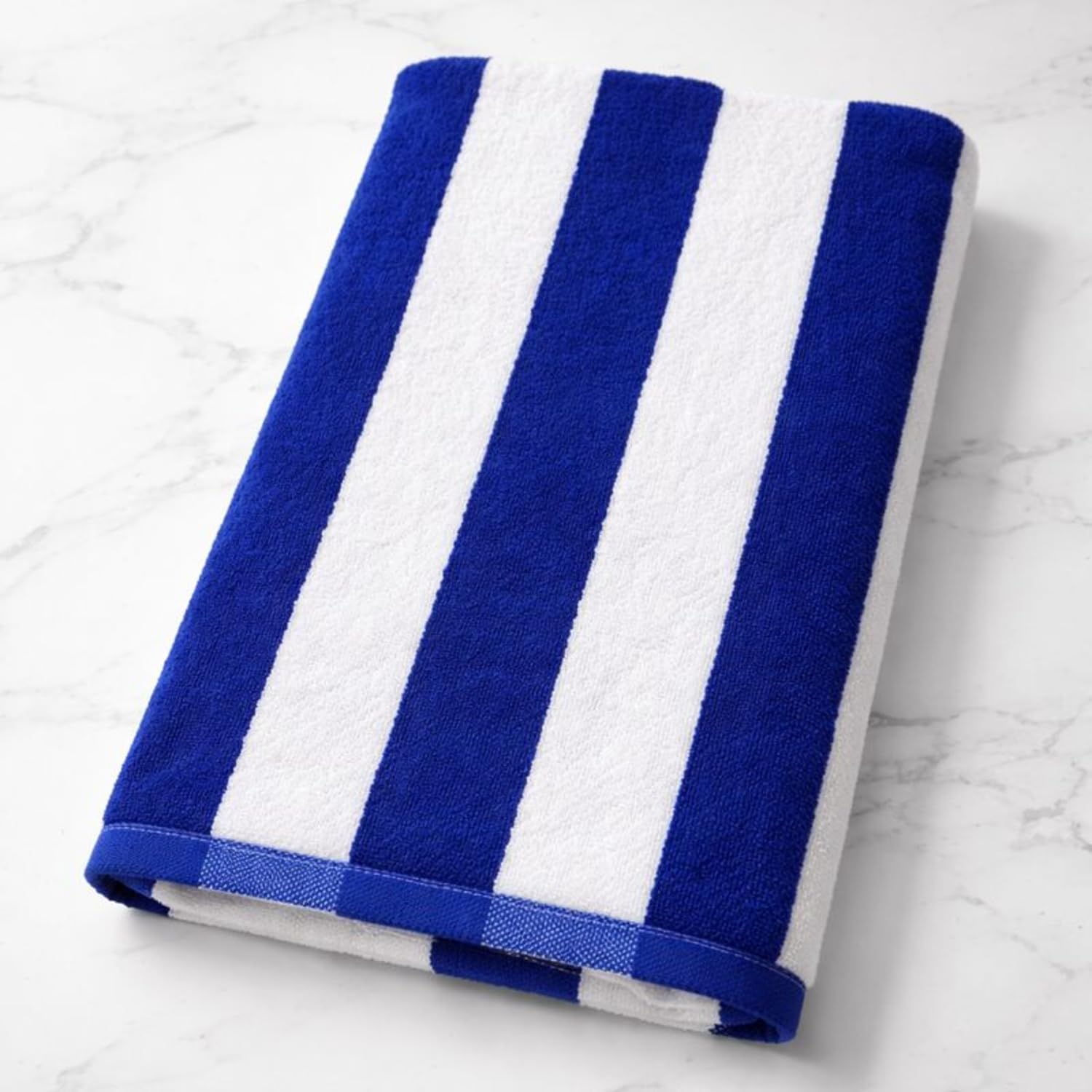 Cabana Stripe Cotton Pool Beach Towel | 600 GSM Soft Absorbent Extra Large Bath Towel 90 x 180 cm | Hotel Resort Swimming Travel Towel | Blue White Stripes | Pack of 1