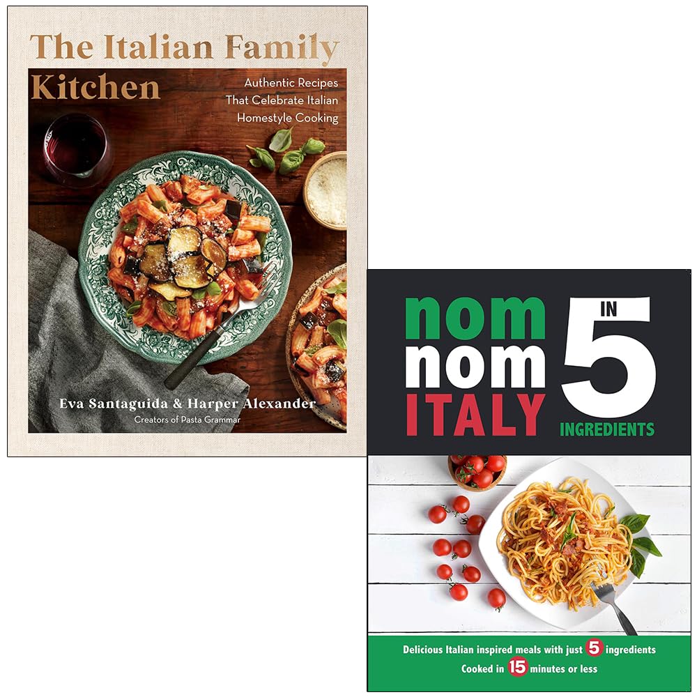 La cucina italiana per la famiglia di Eva Santaguida, Harper Alexander e Nom Nom Italy in 5 ingredienti di Iota, set di 2 libri da collezione