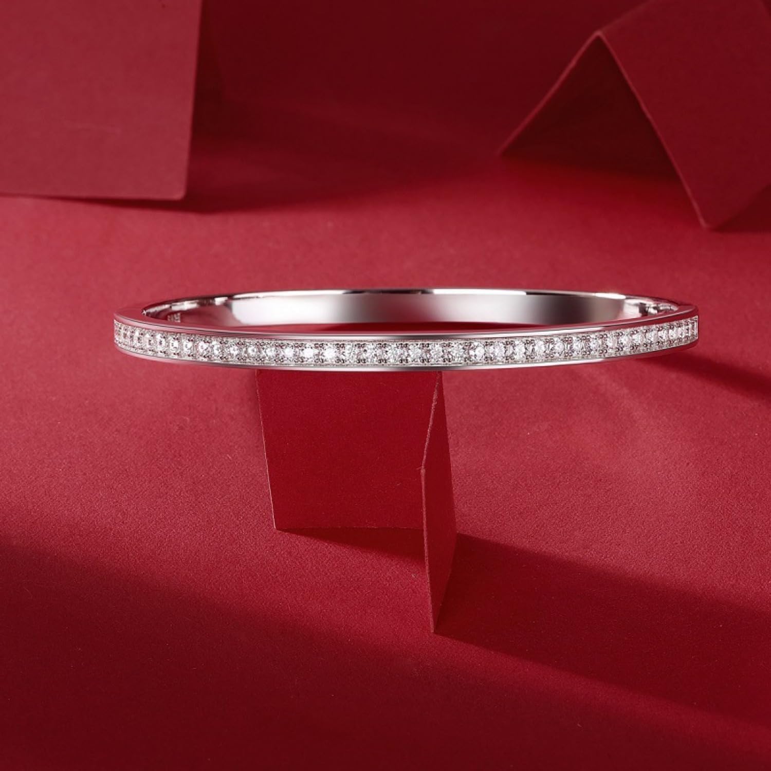 7 Inch Open Moissanite Bracelets for Women D Color VVS1 Diamond Bracelets Width 4MM S925 Sterling Silver Bangle Bracelets