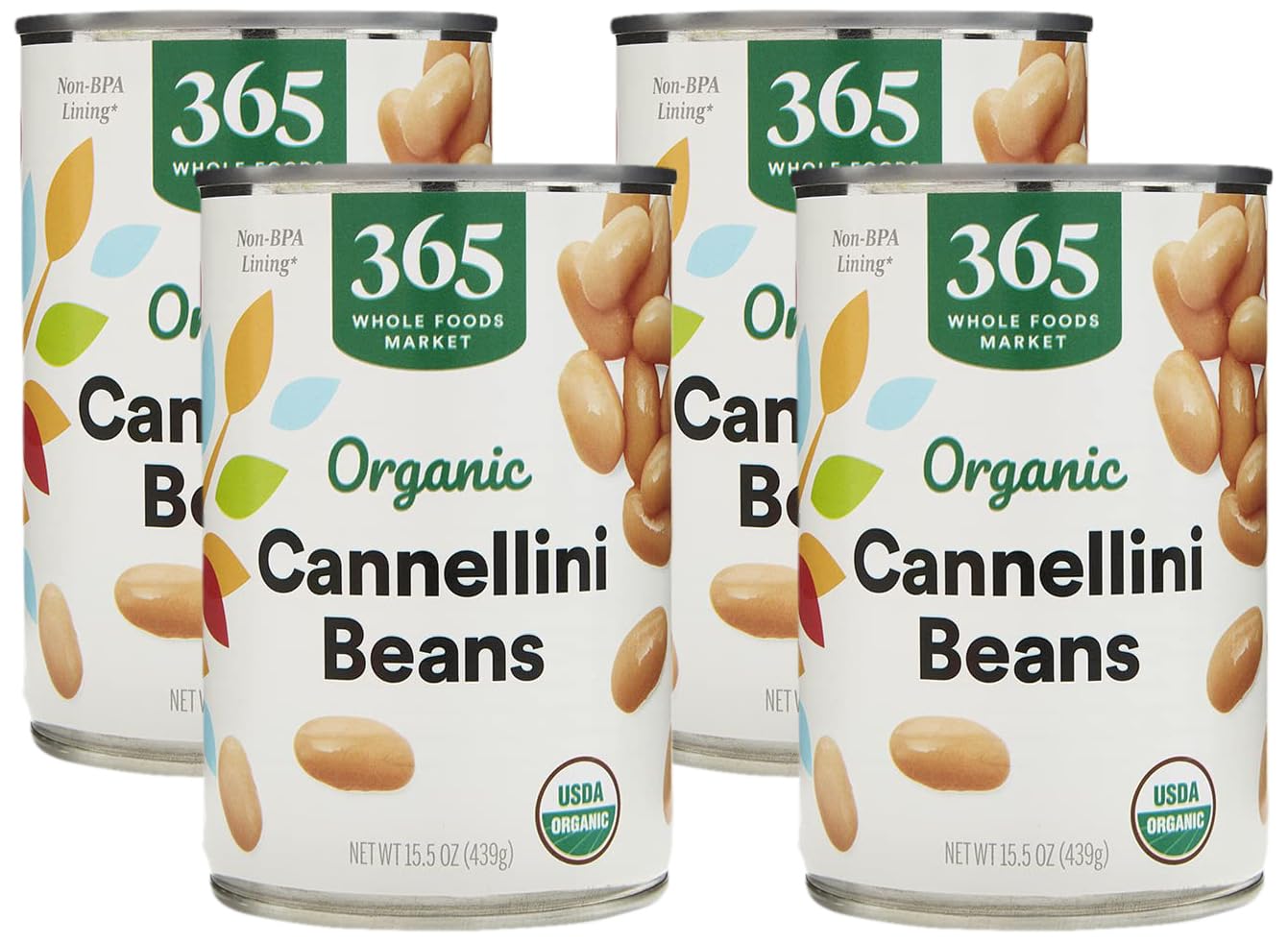 365 by Whole Foods Market, Organic Cannellini Beans, 15.5 Ounce (Pack of 4)