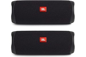 JBL Flip 5 Waterproof Portable Wireless Bluetooth Speaker Bundle (Pair) Black