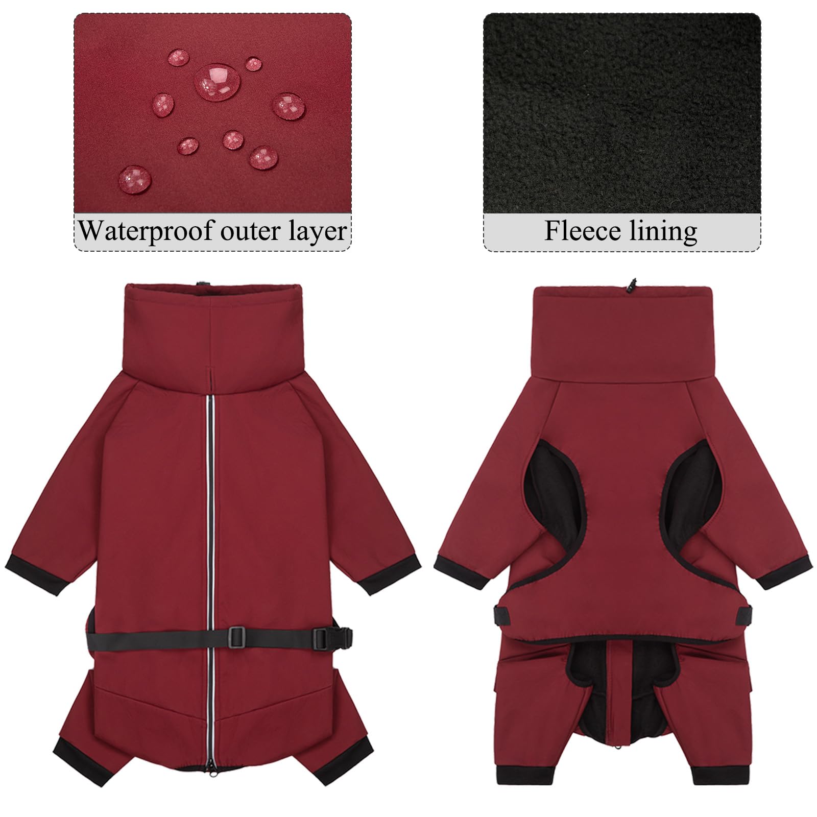 Dotoner Hondenjas met benen, fleece winddicht, winterhondenjas met gewatteerde rug en hoge elasticiteit borstbenen, warme onesie trui met harnasgat voor kleine, middelgrote en grote honden Dotoner Hondenjas met benen, fleece winddicht, winterhondenjas met gewatteerde rug en hoge elasticiteit borstbenen, warme onesie trui met harnasgat voor kleine, middelgrote en grote honden