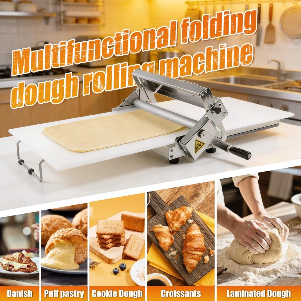 Laminoir à pâte feuilletée réversible, Machine à laminer Robuste en Acier Inoxydable, Rouleau à Fondant pour pâtisseries Maison, pizzerias et Restaurants,Model 400（Professional Use）