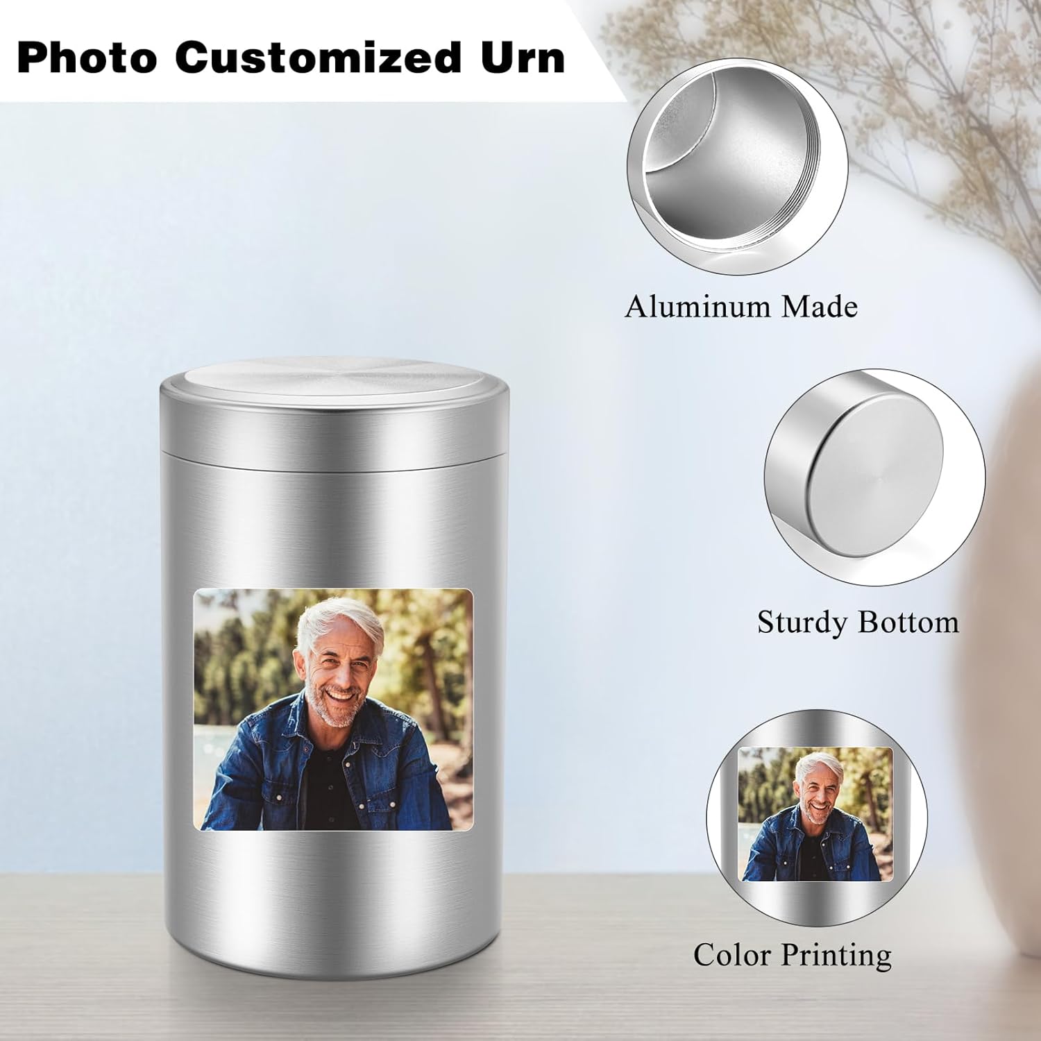 SOITIS Engraving Cremation Urn - 3.54 Inch Small Urn for Human Ashes - Elegant Aluminum Memorial Keepsake for Men Women, Mini Ashes Holder for Funeral, Tree of Life Cremation Funeral