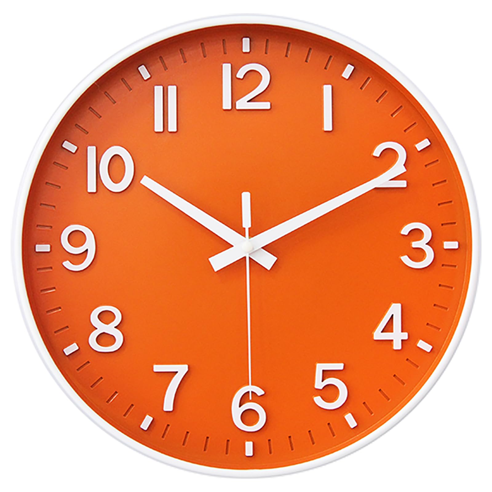 HZDHCLH Wall Clocks Battery Operated,Wall Clock Orange,8 inch Wall Clock Silent Non Ticking Modern 3D Numbers for Kitchen Bedroom Living Room Office Classroom Decor
