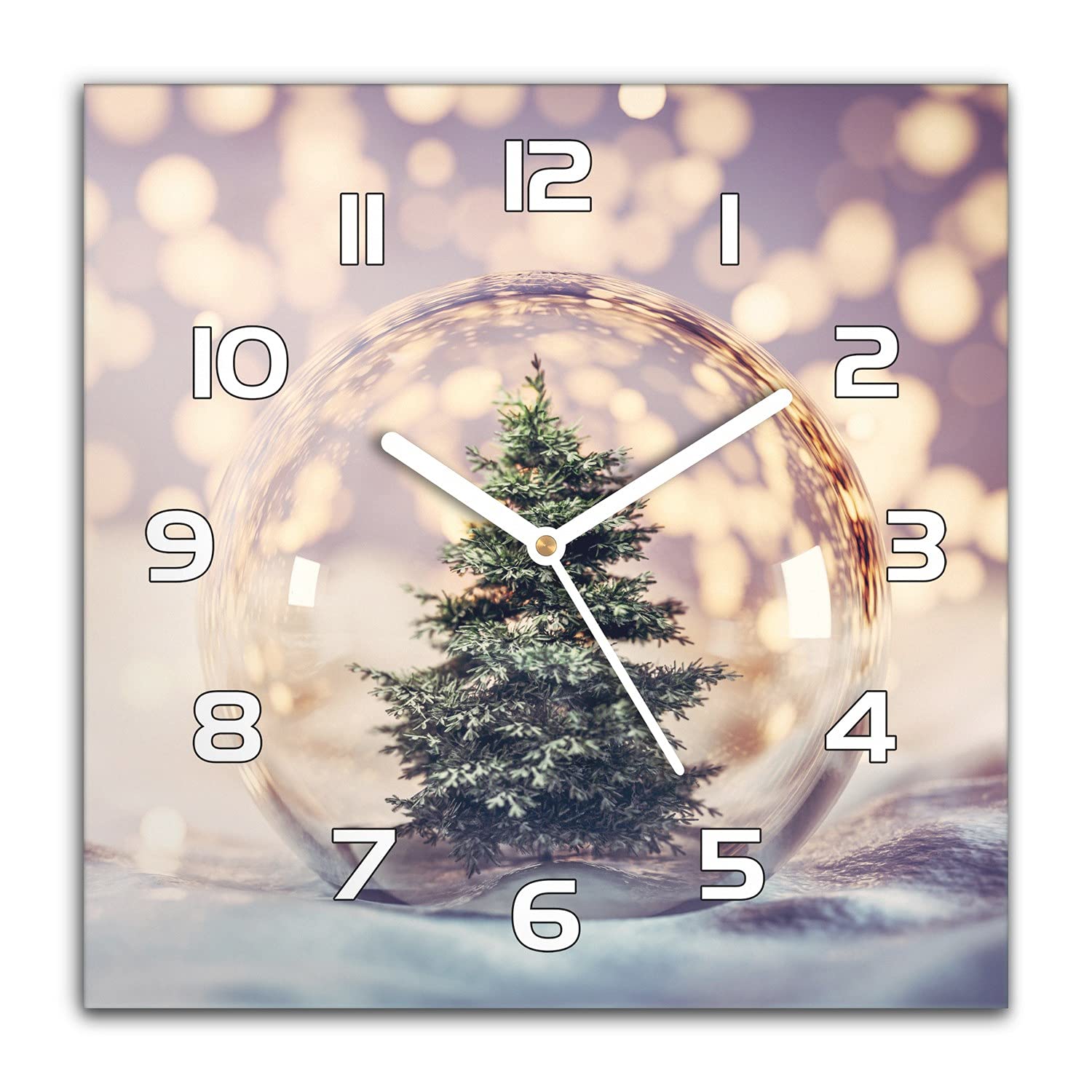 Horloge murale Noël en verre 30x30 cm Coloray salon moderne silencieuse