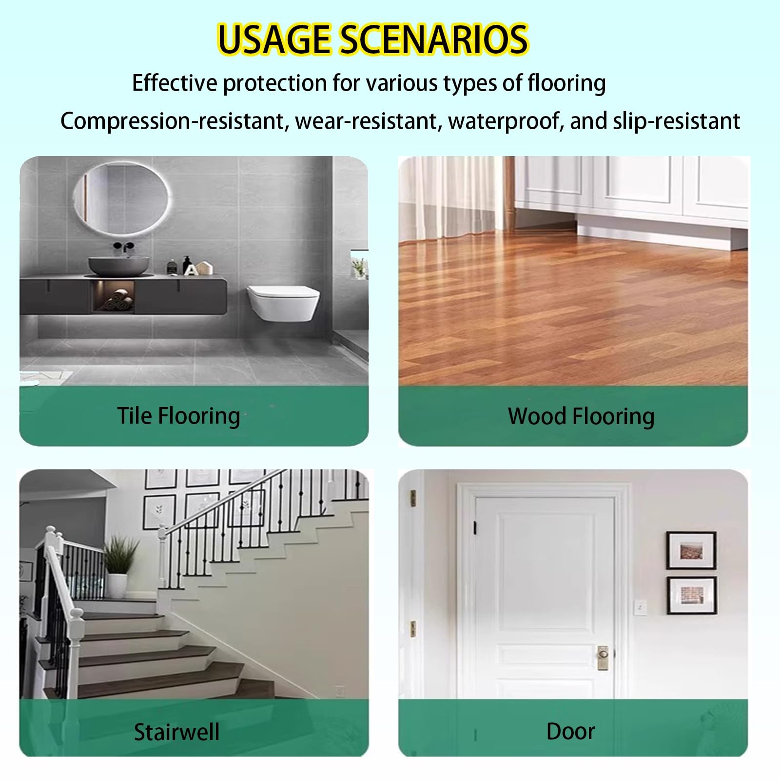 Película de protección de Piso Protector Antideslizante for alfombras de Alta Resistencia, Rollo de protección Temporal for Pisos de Madera, Azulejos y bañeras.(2mm/0.08in,500sq(w3.9XL137'))