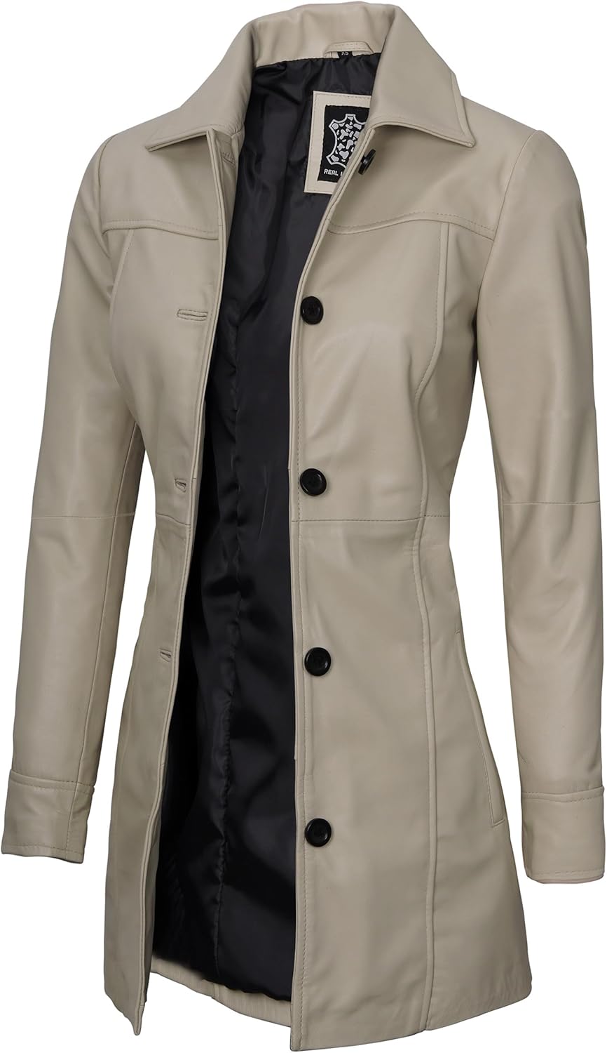 Decrum Leather Coats for Women Carcoat Style Winter Fashion Womens