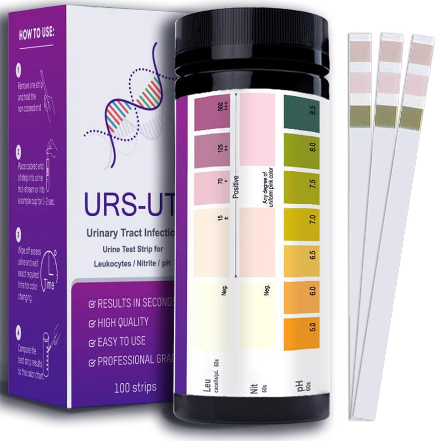 100ct UTI Test Strips for Women & Men Easy to Use for