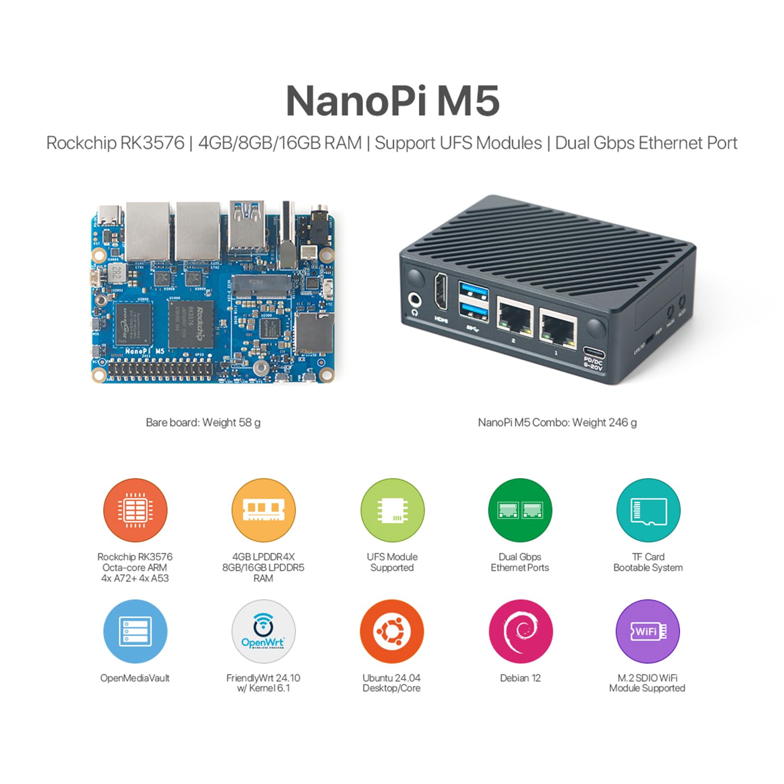 NanoPi R3S is a tiny PC or router with 2 Gigabit Ethernet ports and an RK3566 processor