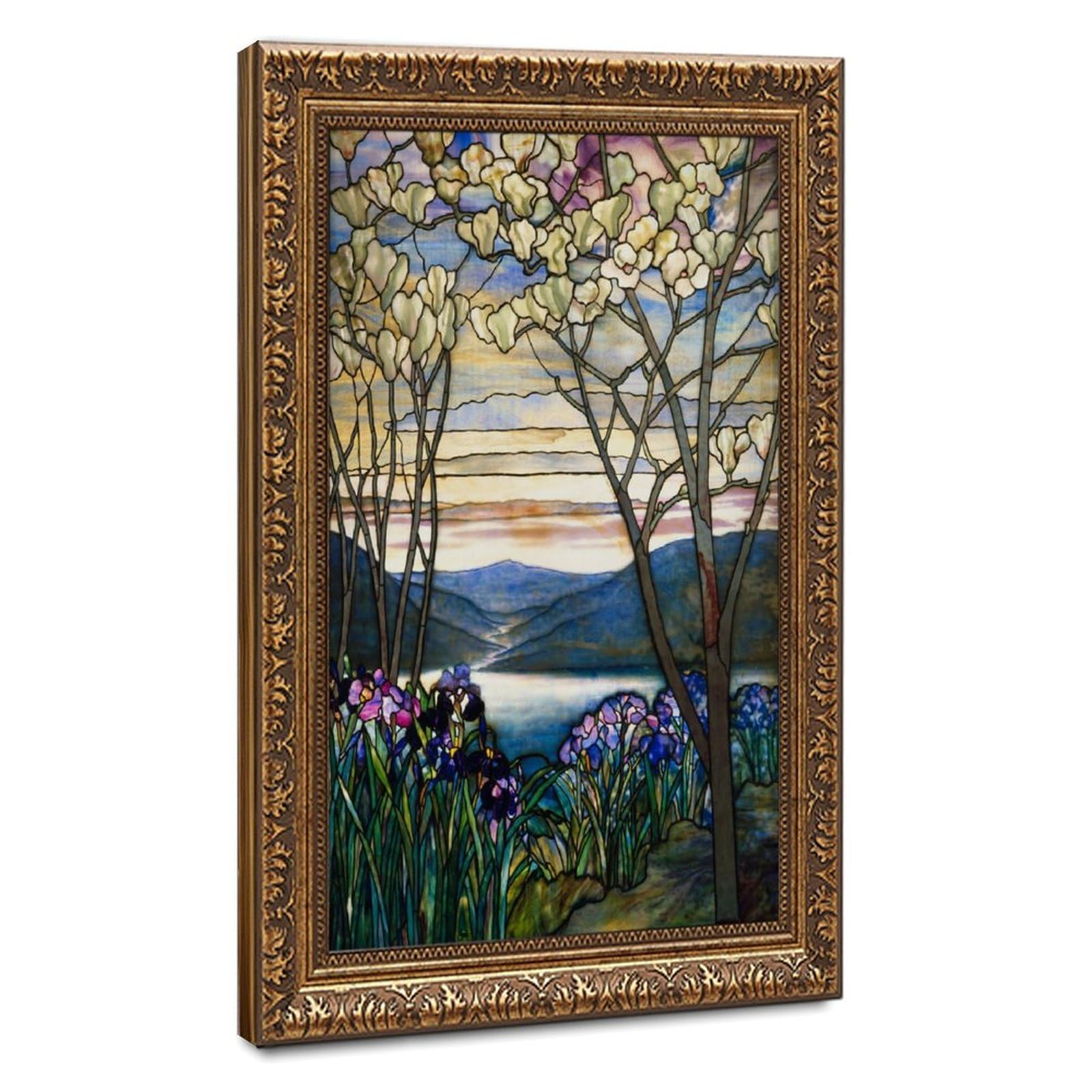 WCYB Louis Comfort Tiffany - Magnolias And Irises 1905 Posters Prints Canvas Deco Paintings Wall Art Hangable Frame 12" L X 18" W