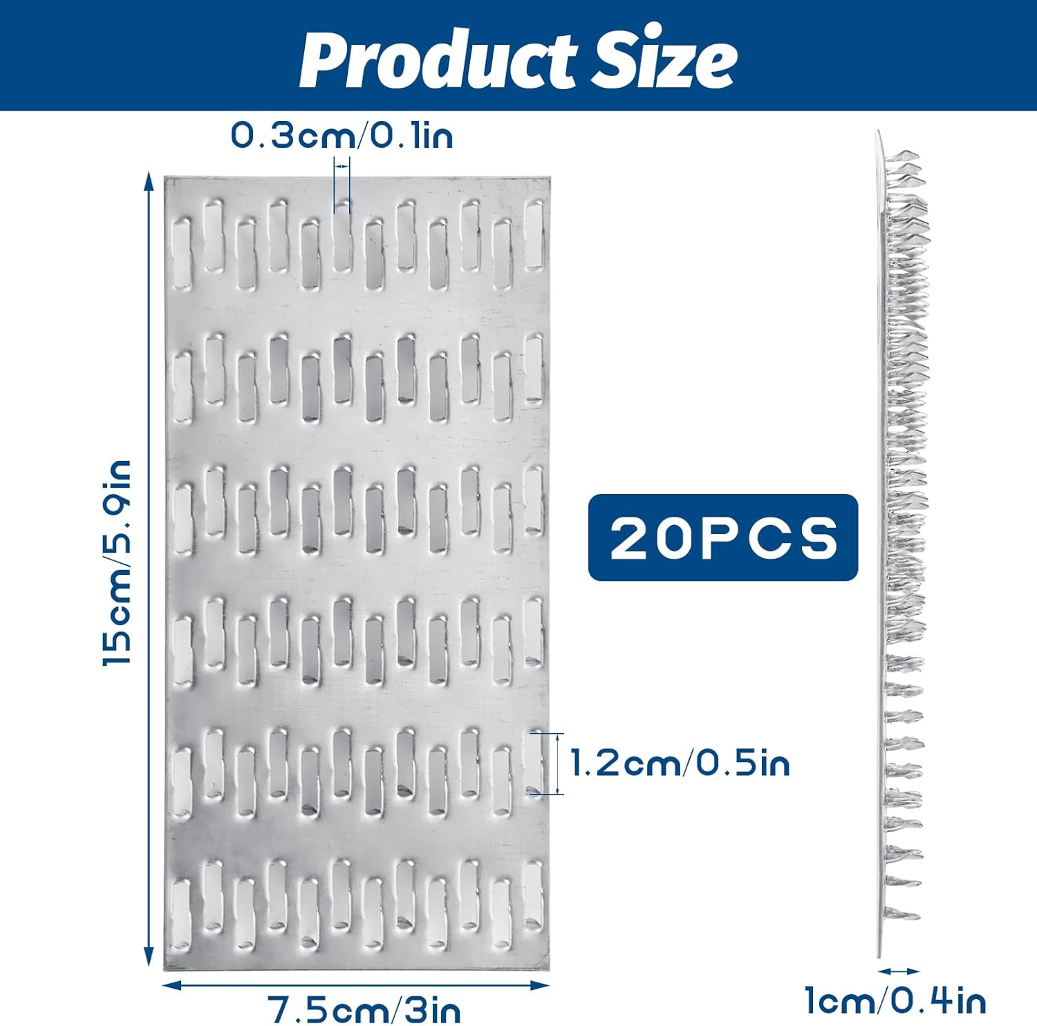 20PCS Truss Plates, 3x6 Inch Pronged Truss Mending Plates, Repair Tie Plate Bracket with 9mm Nail Teeth for Wood Stud Roof Truss Timber, 20 Ga Thickness