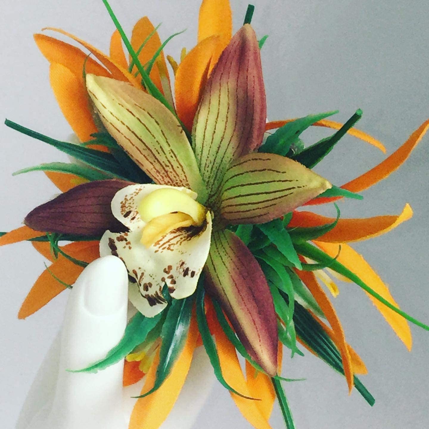 Aviella Aloha Moana Hair Clip Hawaiian Flower Hairpiece Beach Lilo Blossom Hair Accessory for Women Large Adult Hair Clip Realistic Luau Hula Orchid Hair Barrette
