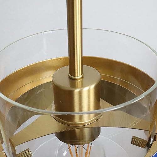 Miniatura 7 de CLAXY Lámpara colgante de cristal ajustable con pantalla cilíndrica de vidrio transparente y pantalla de metal azul regulable para cocina, comedor,