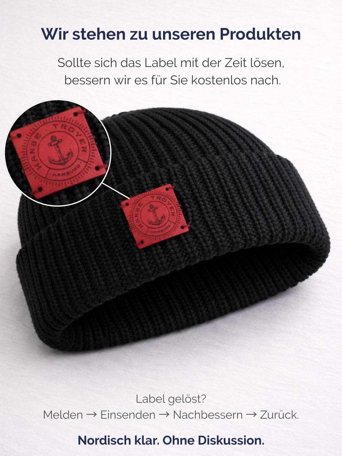 Hanse-Troyer: czapka z dzianiny/czapka marynarska – 100% wełna merynosów żywa wełna wysokiej jakości, bardzo elegancka czapka z dzianiny – nie pachnie, nie drapie, ogrzewa i izoluje.