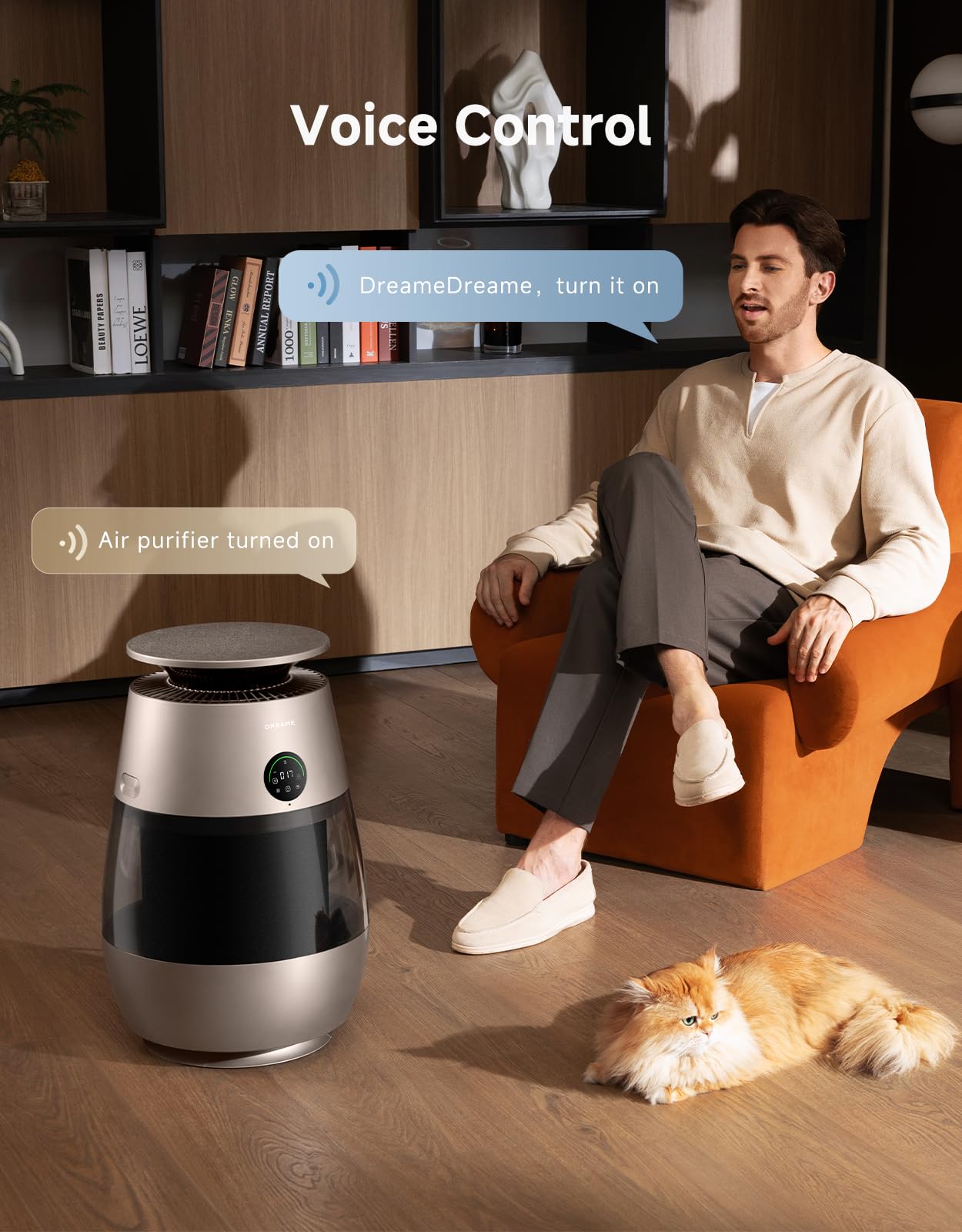 ‌Dreame Pet Air Purifier AP10 for Home Large Room, Cleans 5,386 ft² in One Hour, Smart Air Cleaner with 360° Visual Collection of Cat Hair, 3 Filters for Odor Purification, ‌Pet-Friendly Design, Glod