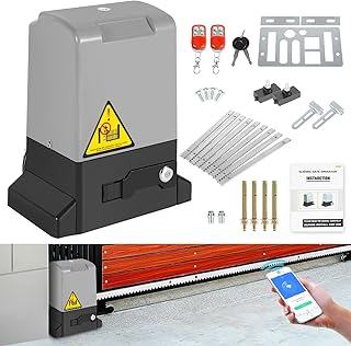 𝗝𝗮𝘆𝘀𝗲𝘂𝘄 Schiebetorantrieb 370W bis 800 kg, Smart WLAN/Bluetooth Garagentorantrieb Set mit App-Steuerung, 2 Fernbedienungen, 4 m Zahnstange, Infrarotsensoren, IP44 für Hoftor & Einfahrtstor