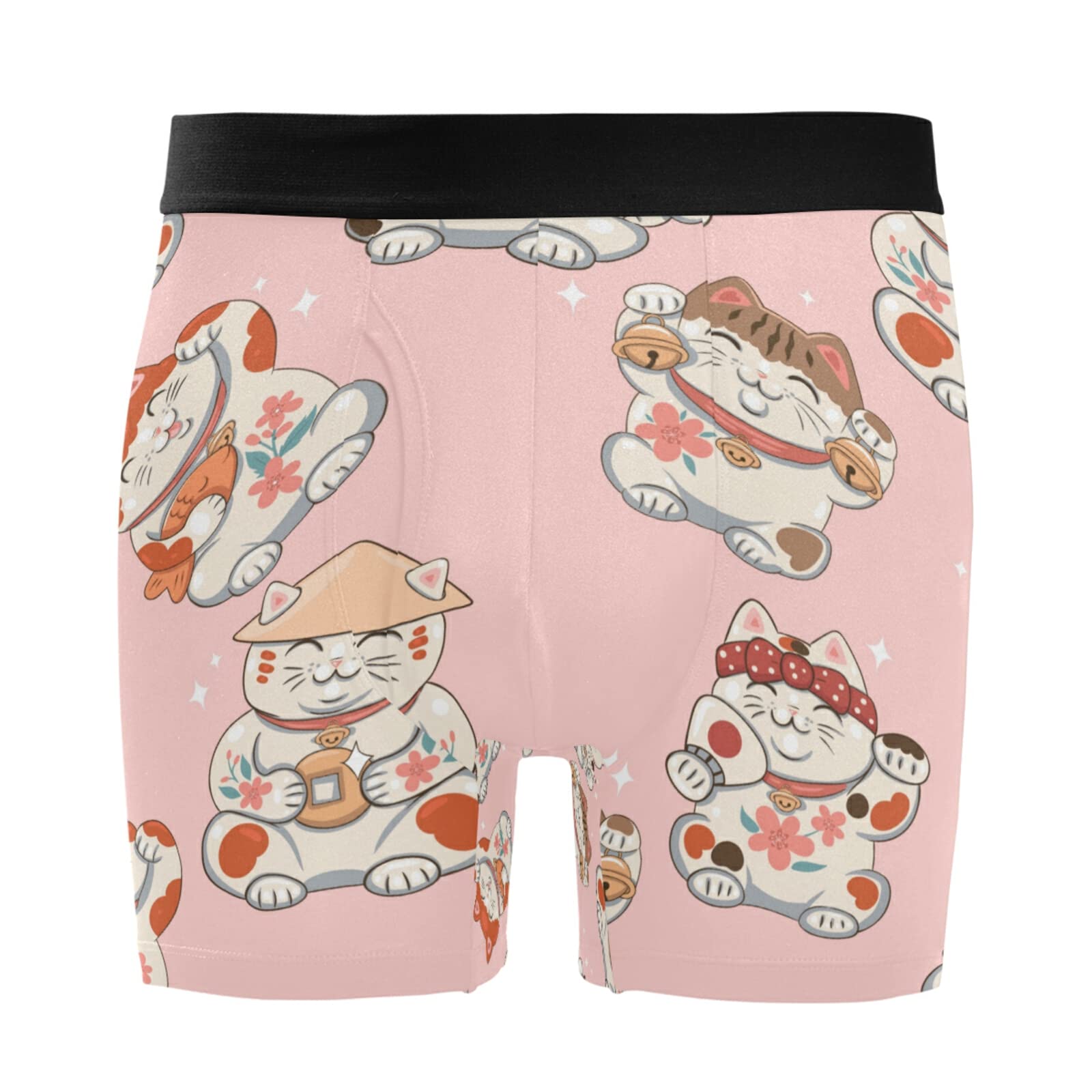 Bóxer para hombre Vnurnrn con estampado de gato de la suerte, pack de 2 calzoncillos de algodón 7