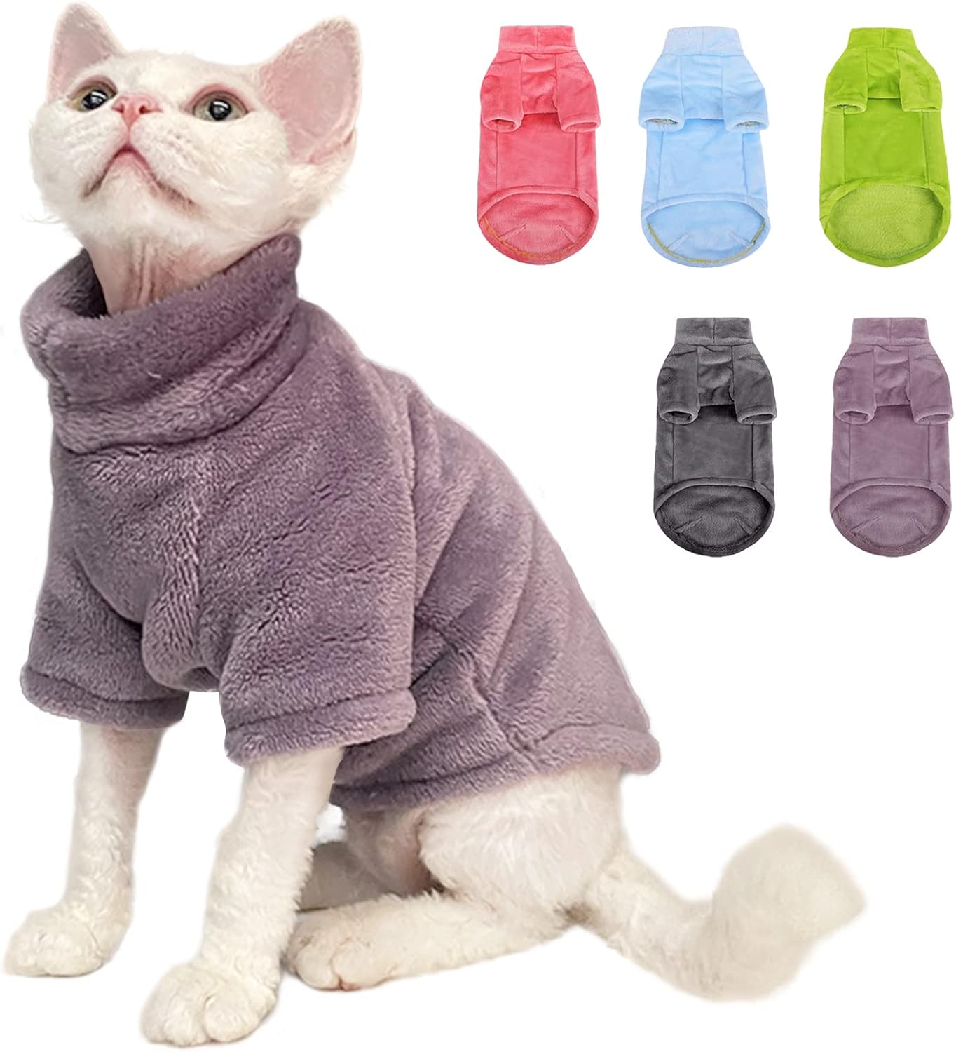 SUNFURA Turtleneck Sweater Coat for Cat, Kitten Fleece