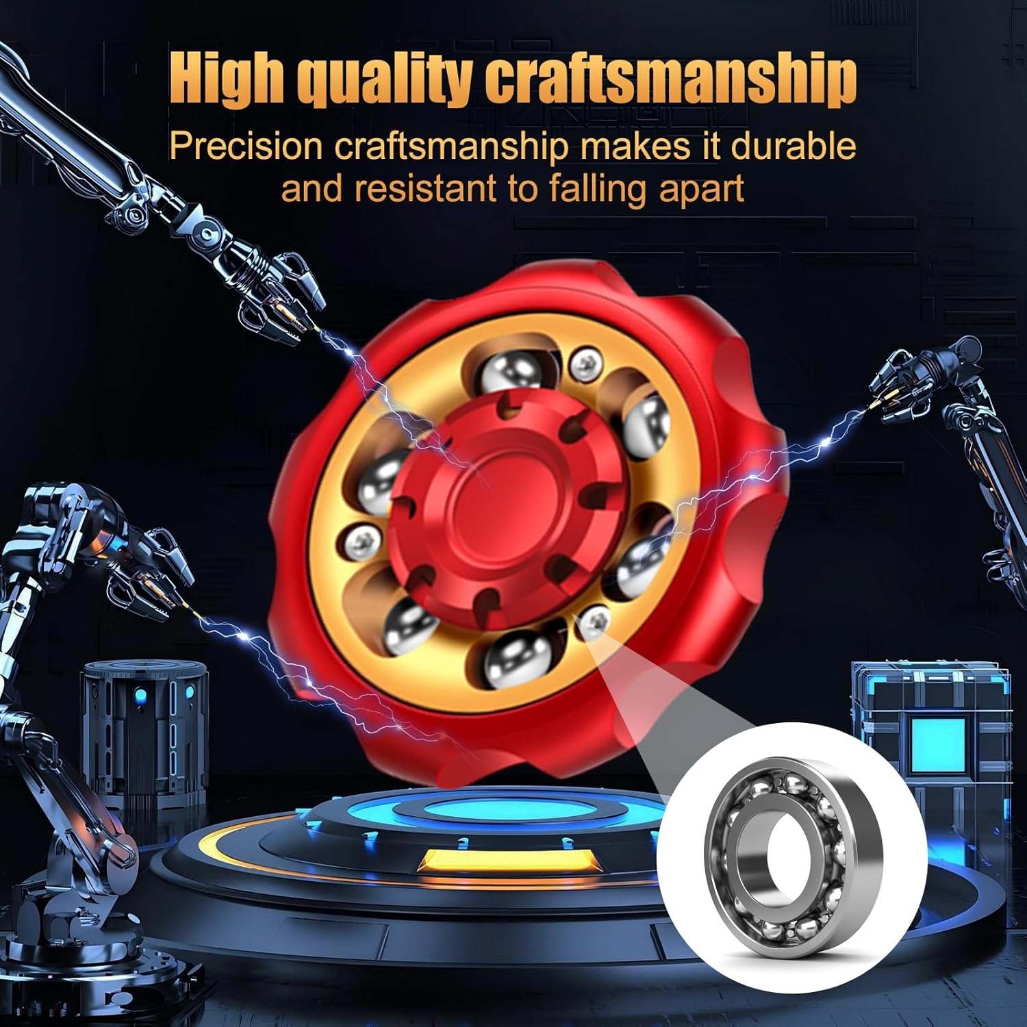 Metal Precision Fidget Spinner - Anxiety Rotator & Restless Fidget Toy, Stress-Relief Tool for Adults & Kids A (red)