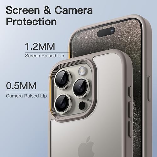 Miniatura 9 de JETech Funda mate para iPhone 15 Pro Max de 6.7 pulgadas, a prueba de golpes, protección contra caídas de grado militar, cubierta trasera