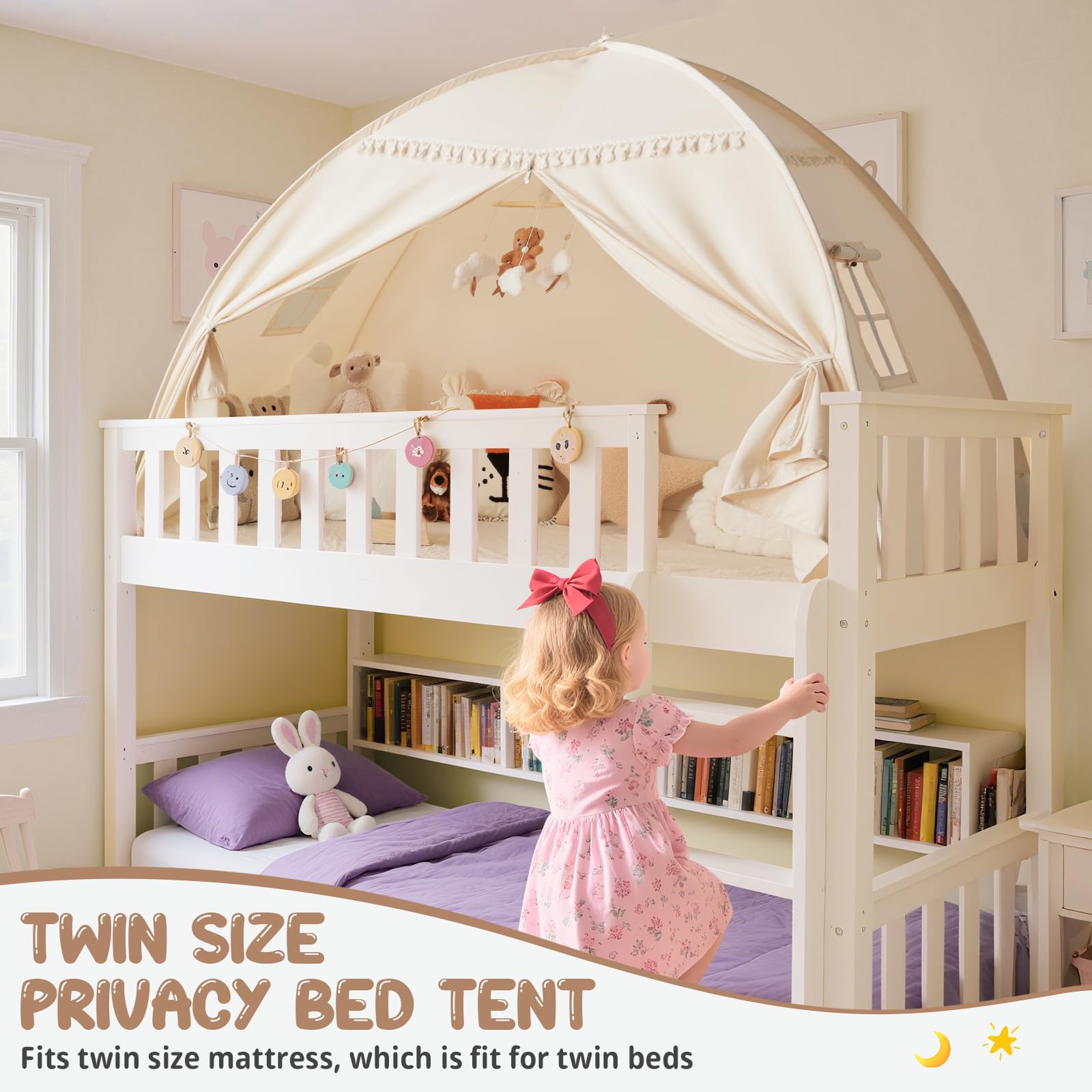 Sumbababy Tipi para Niños en Interiores: Tiendas de Campaña para Niños con Dosel Doble, Tipi para Niños y Niñas, Casa de Juegos para Bebés en el Interior para Dormir para Sala de Juegos