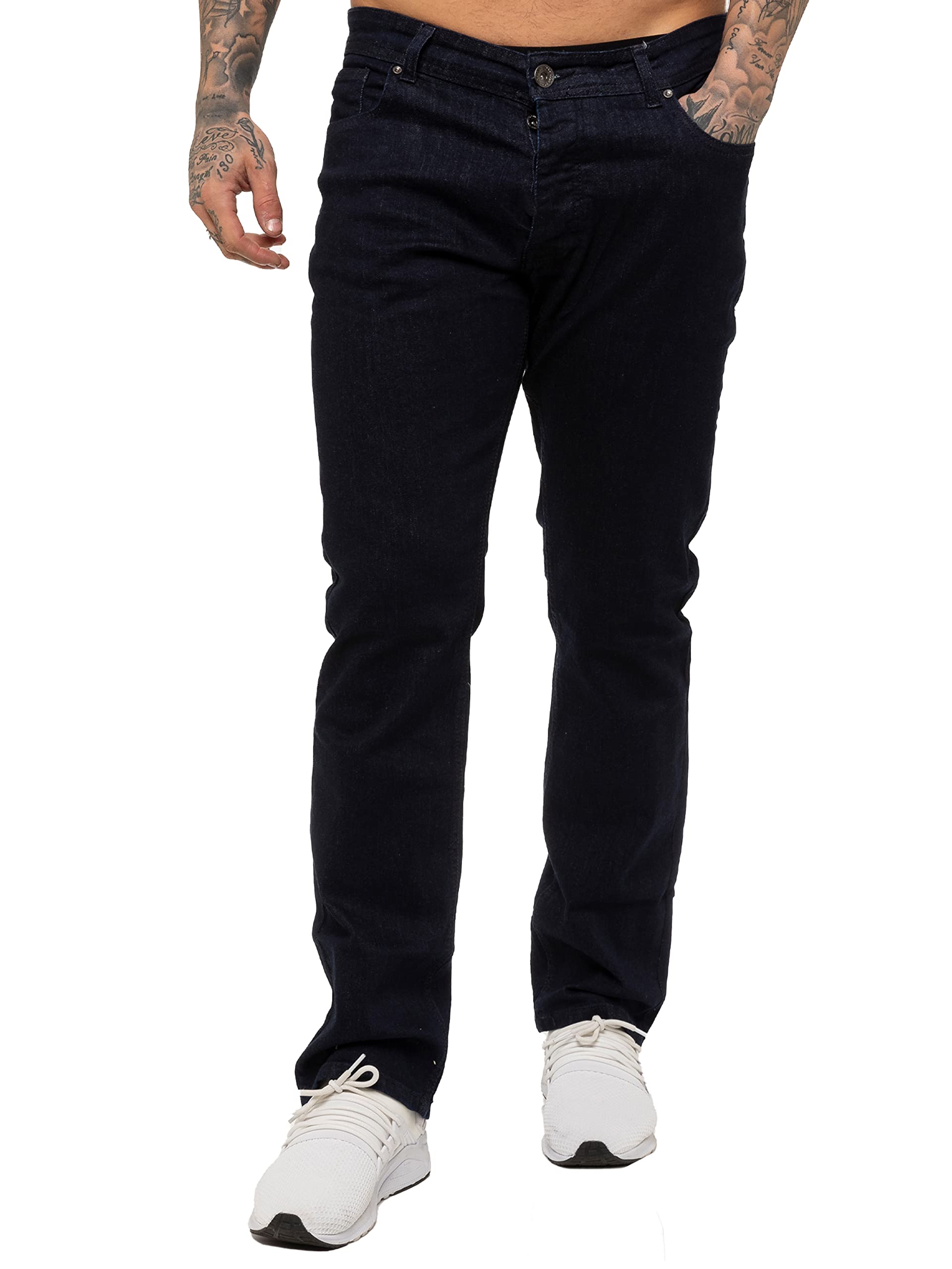 989Zé Enzo Men's Blue Stretch Straight Leg Regular Fit Classic Denim Jeans All Waist Sizes Ez359 42W / 32L