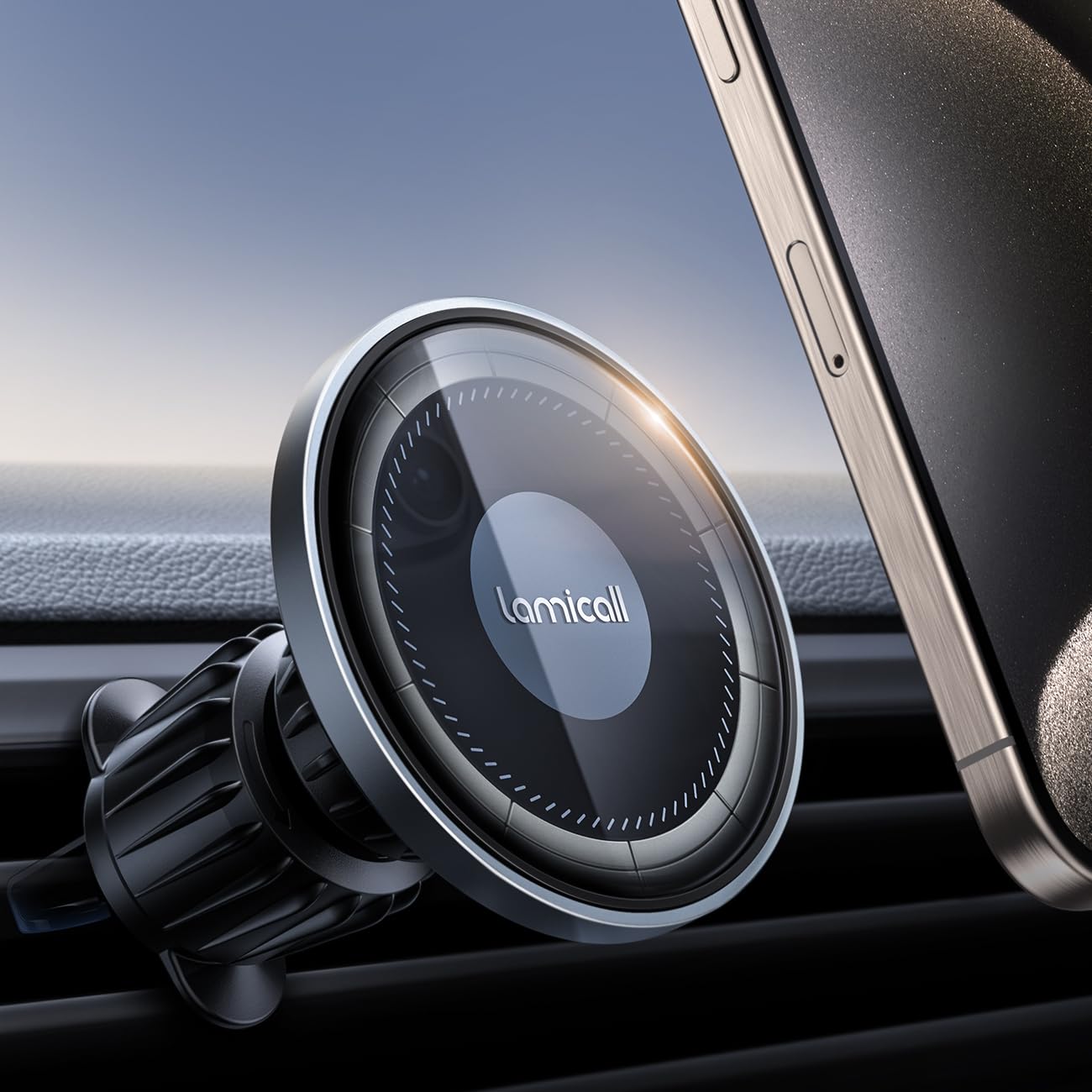 Lamicall for MagSafe Car Mount - 20X Strong Magnets Metal Hook Magnetic Phone Holders for Your Car -