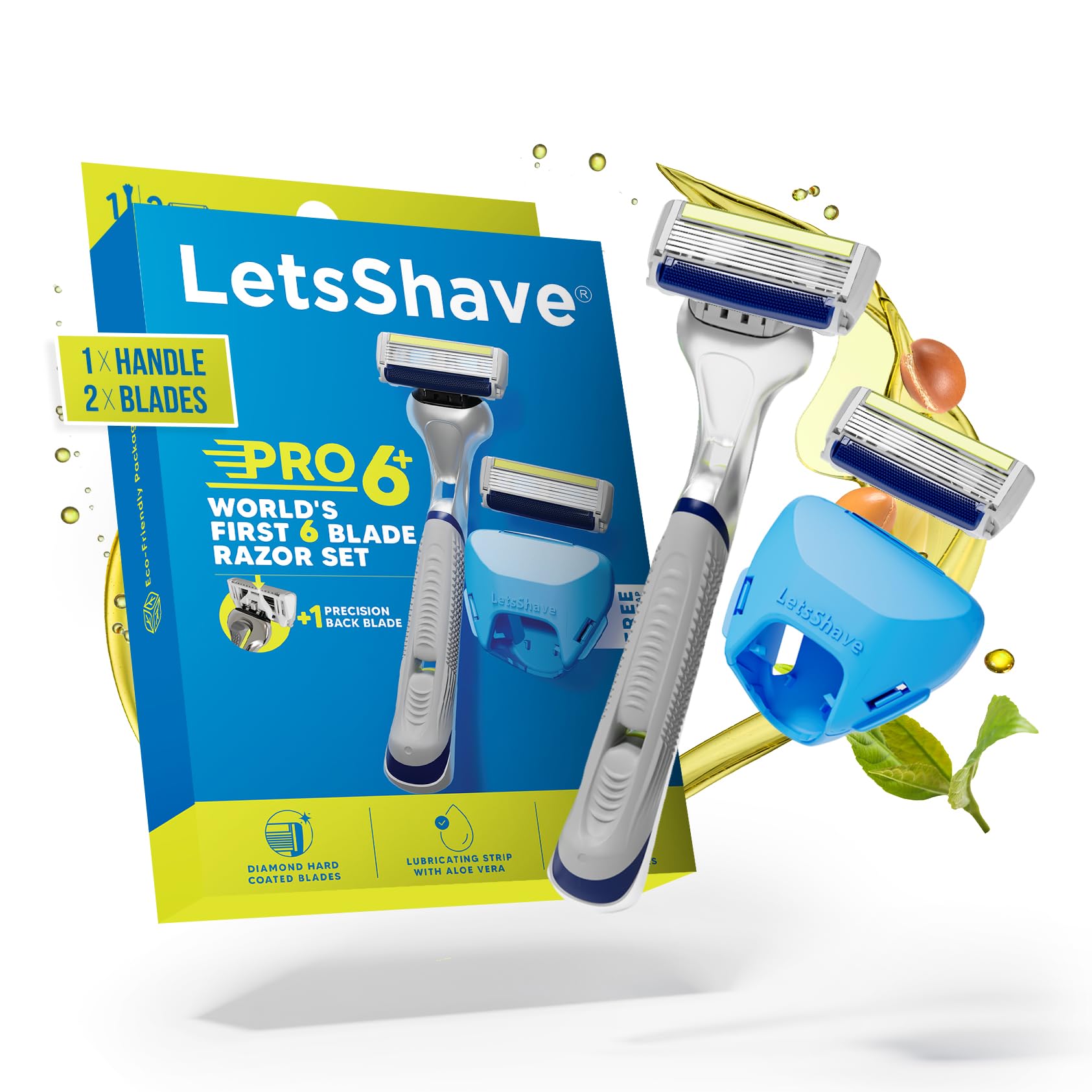 LetsShave Pro 6 Plus Shaving Razor for Men, 2 Blades & 1 Handle + Razor Cap, Worlds First 6-Blade Razor with Precision Back Balde, Argan Oil & Aloe Vera Infused Moisturizing Strip, Shaving Kit (B07M5TQDKH) Amazon Price History, Amazon Price Tracker