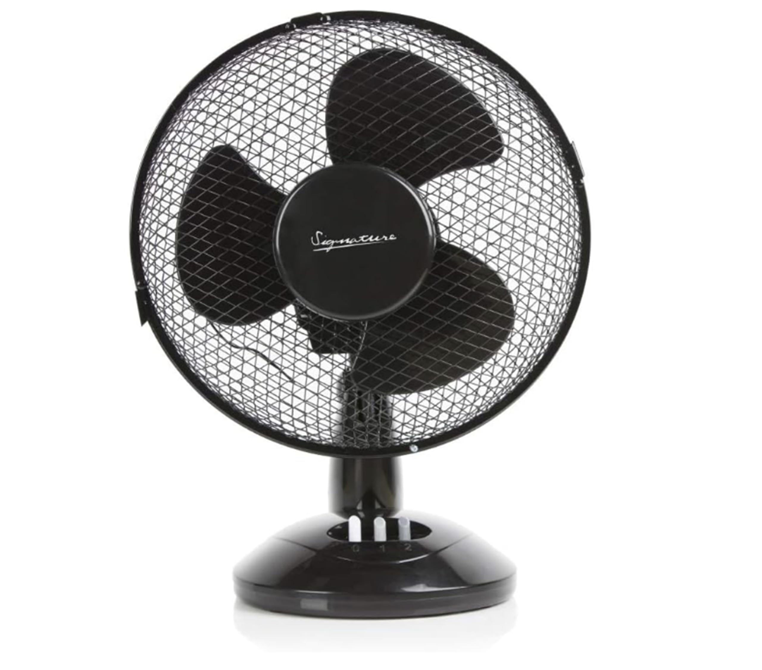 Signature 9” 2 Speed Desk Fan with Oscillation, Adjustable Tilt, Black, S40008B