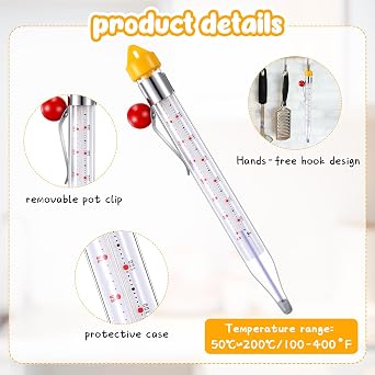Photect 1 Pcs Candy Thermometer with Pot Clip 8, Yellow