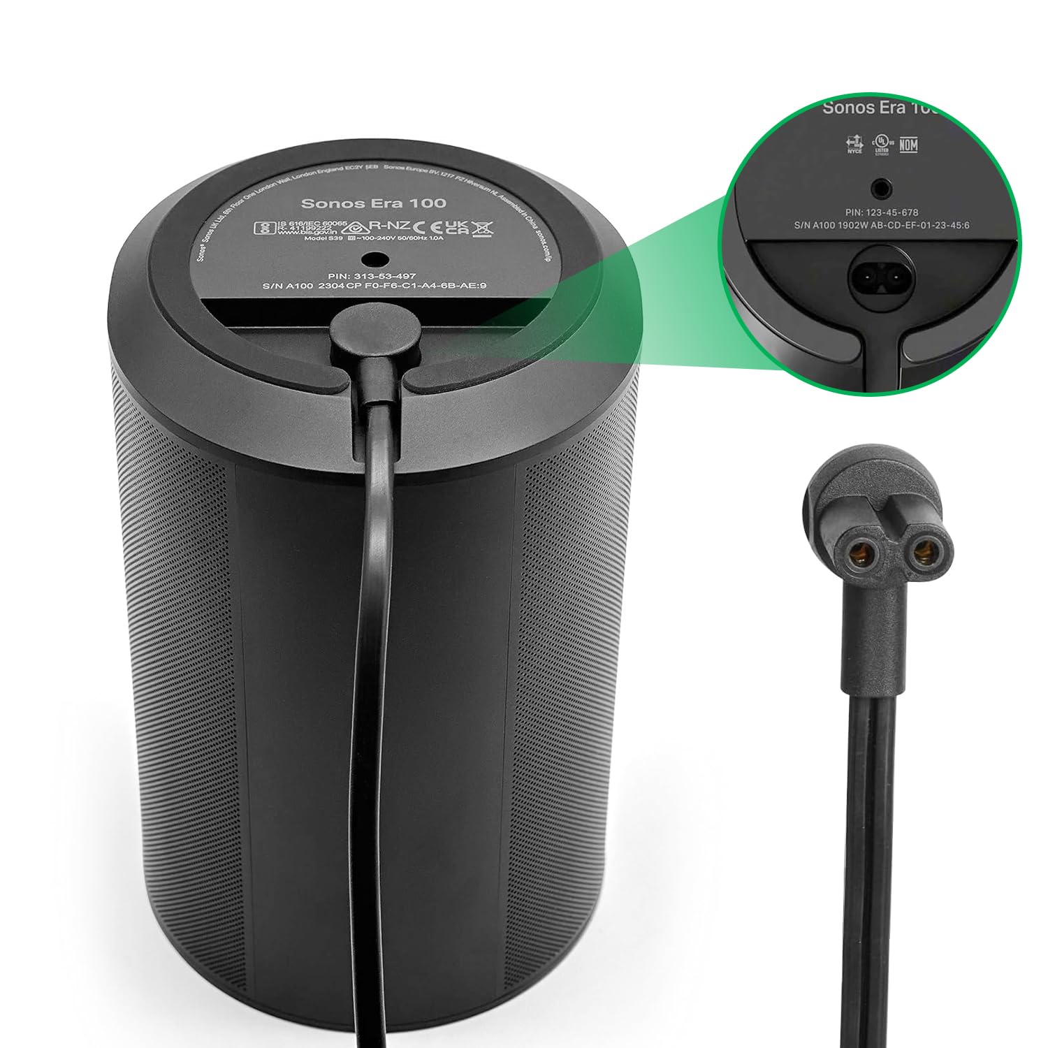 KFD Câble d'alimentation Chargeur pour Sonos Era 100, Era 300 Haut-Parleur et Mini Sub AMP Beam Play Base 5(GEN 2) Beam Gen 2 Soundbar européen-Câble de raccordement 18AWG 2.5M
